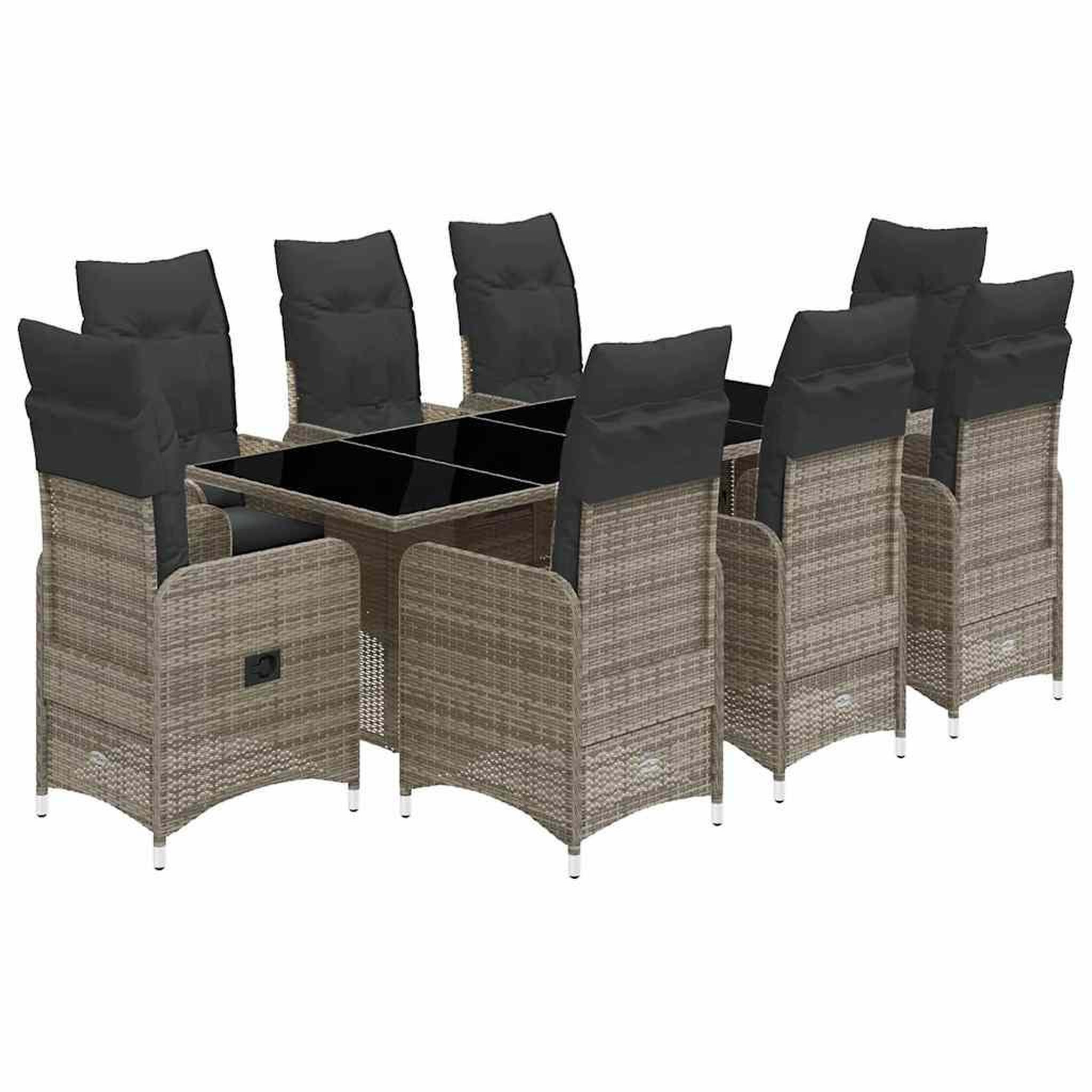 Voir la diapositive 2 : VIDAXL Ensemble de bistro de jardin 9 pcs coussins gris poly rotin