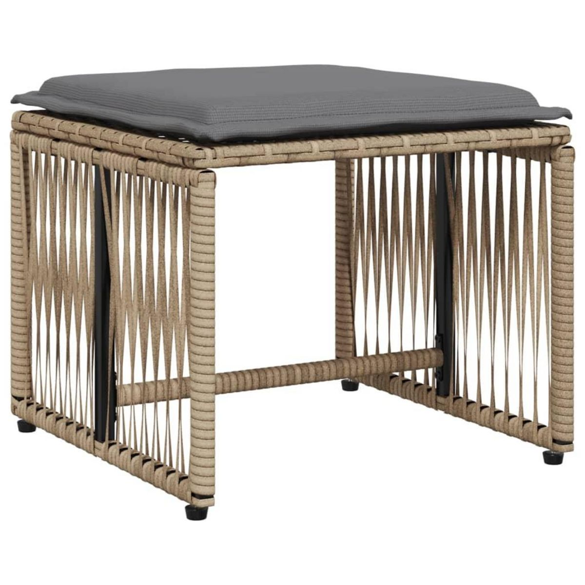 VIDAXL Ensemble a manger de jardin et coussins 7 pcs beige poly rotin