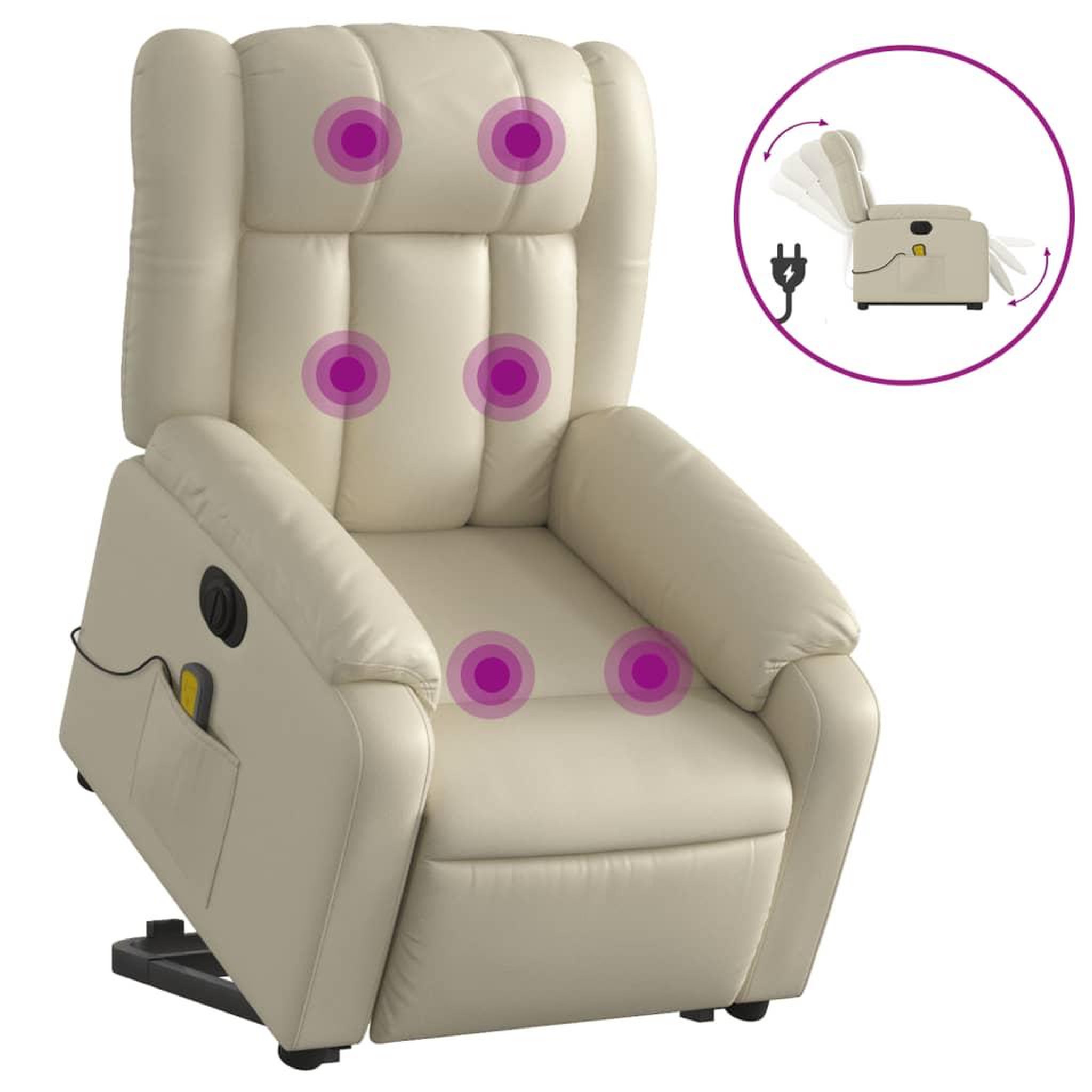 Voir la diapositive 2 : VIDAXL Fauteuil inclinable de massage electrique creme similicuir