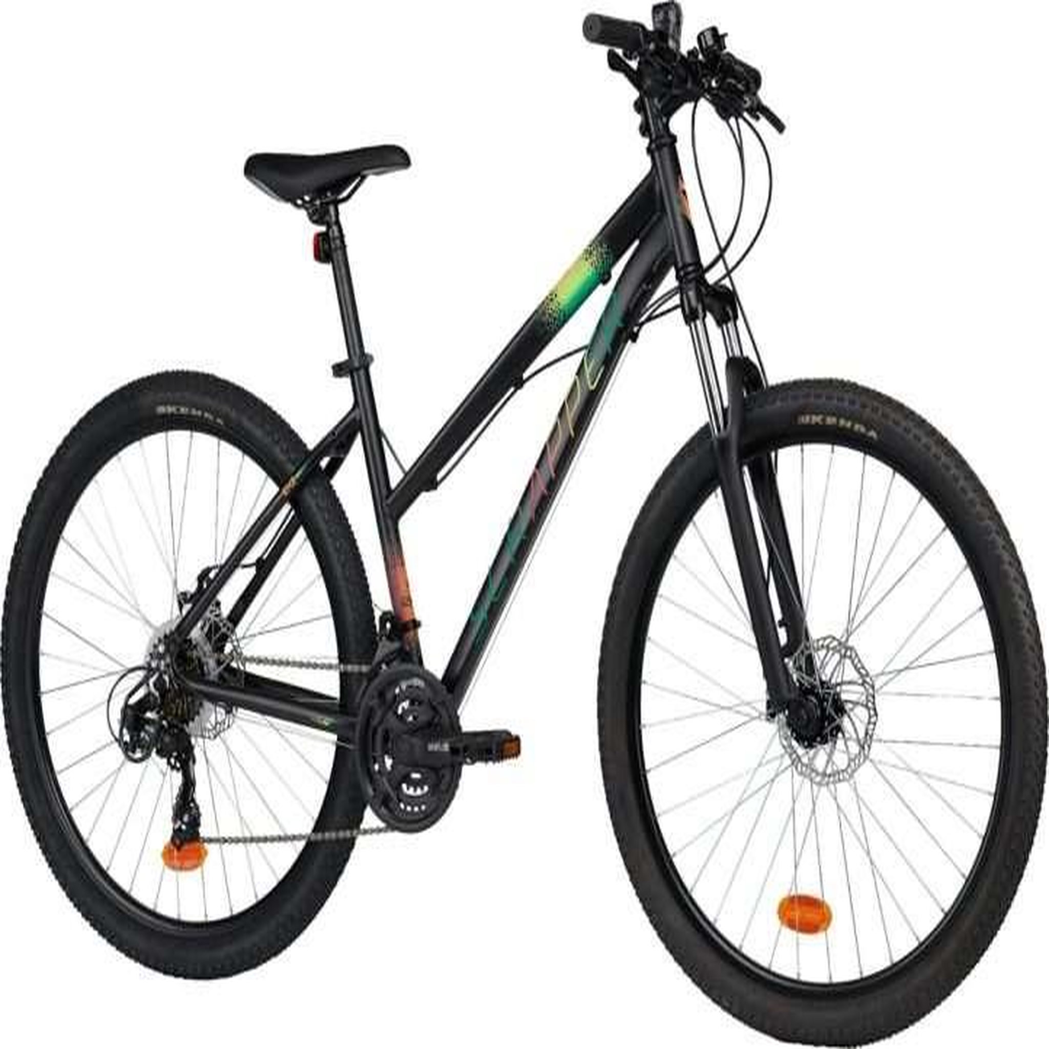 SCRAPPER Vélo VTT 27,5''  Femme   Scrapper Exalta 3.1    avec cadre rigide en aluminium - Double Freins à Disques - 21 vitesses - Fourche télescopique - Potence Head Set et équipement Shimano + Jantes profilées et renforcées noires