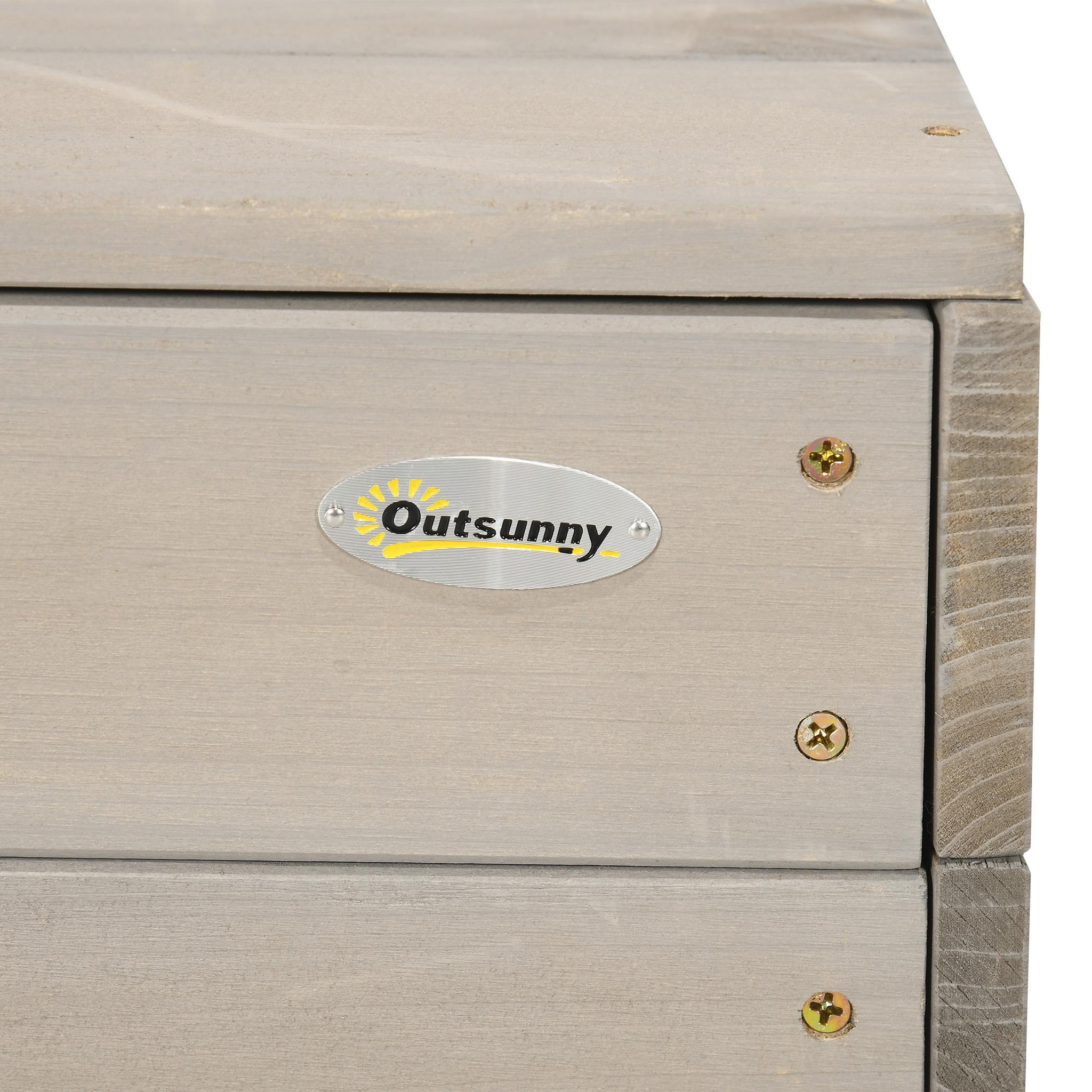 Voir la diapositive 4 : OUTSUNNY Bac à sable bois carré dim. 1,18L x 1,13l x 1,10H m - hauteur, inclinaison toit réglable, refermable - tableau, jeu - bois sapin gris