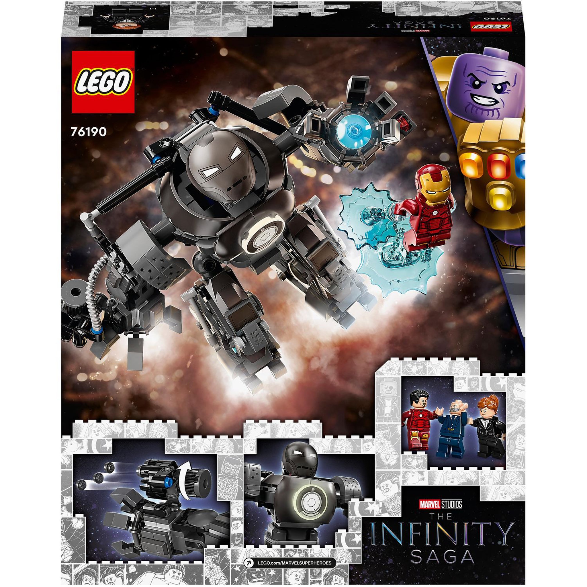 Voir la diapositive 8 : LEGO Marvel Super Heroes 76190 - The Infinity Saga - Iron Man : la destruction d&rsquo;Iron Monger dès 9 ans