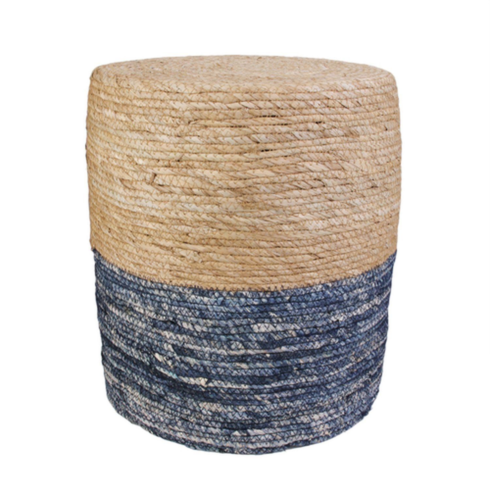 Voir la diapositive 1 : The Home Deco Factory Pouf tressé en jonc Blue Lagoon