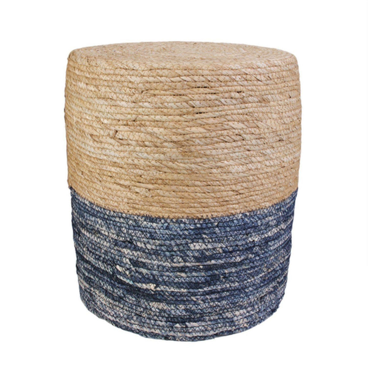The Home Deco Factory Pouf tressé en jonc Blue Lagoon
