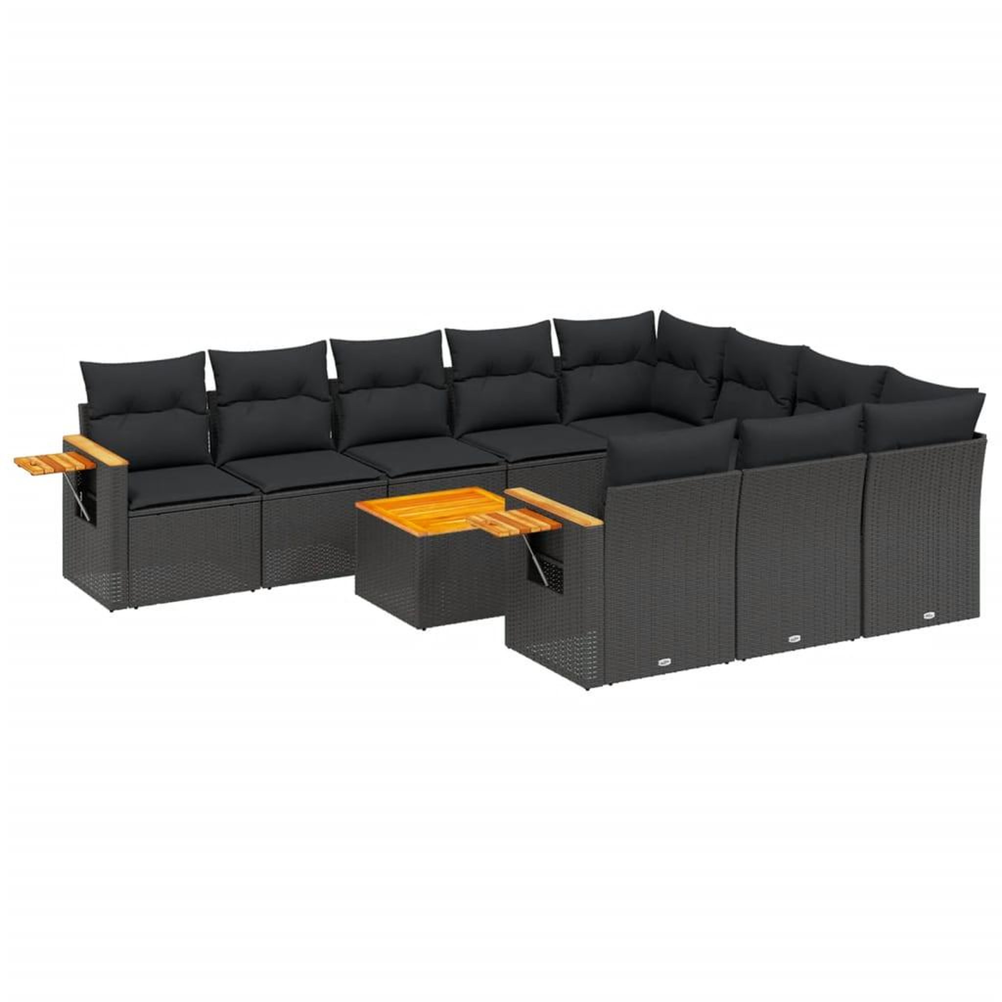 Voir la diapositive 2 : VIDAXL Salon de jardin 11 pcs avec coussins noir resine tressee