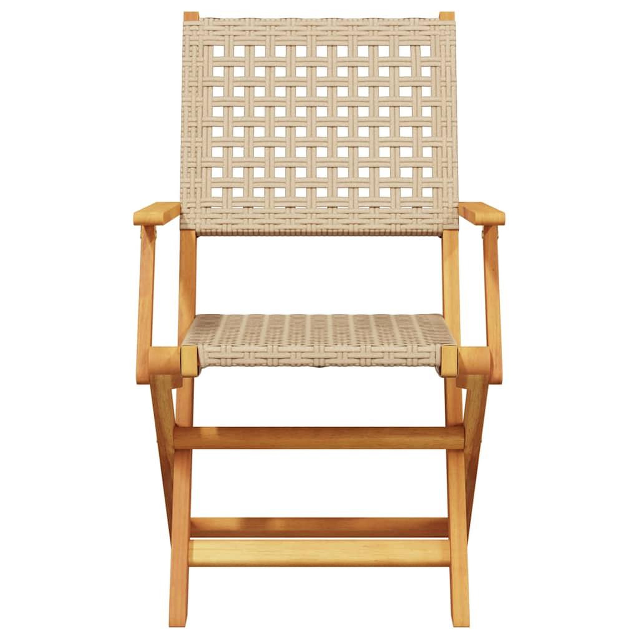 Voir la diapositive 4 : VIDAXL Chaises de jardin pliantes lot de 6 beige rotin et bois massif