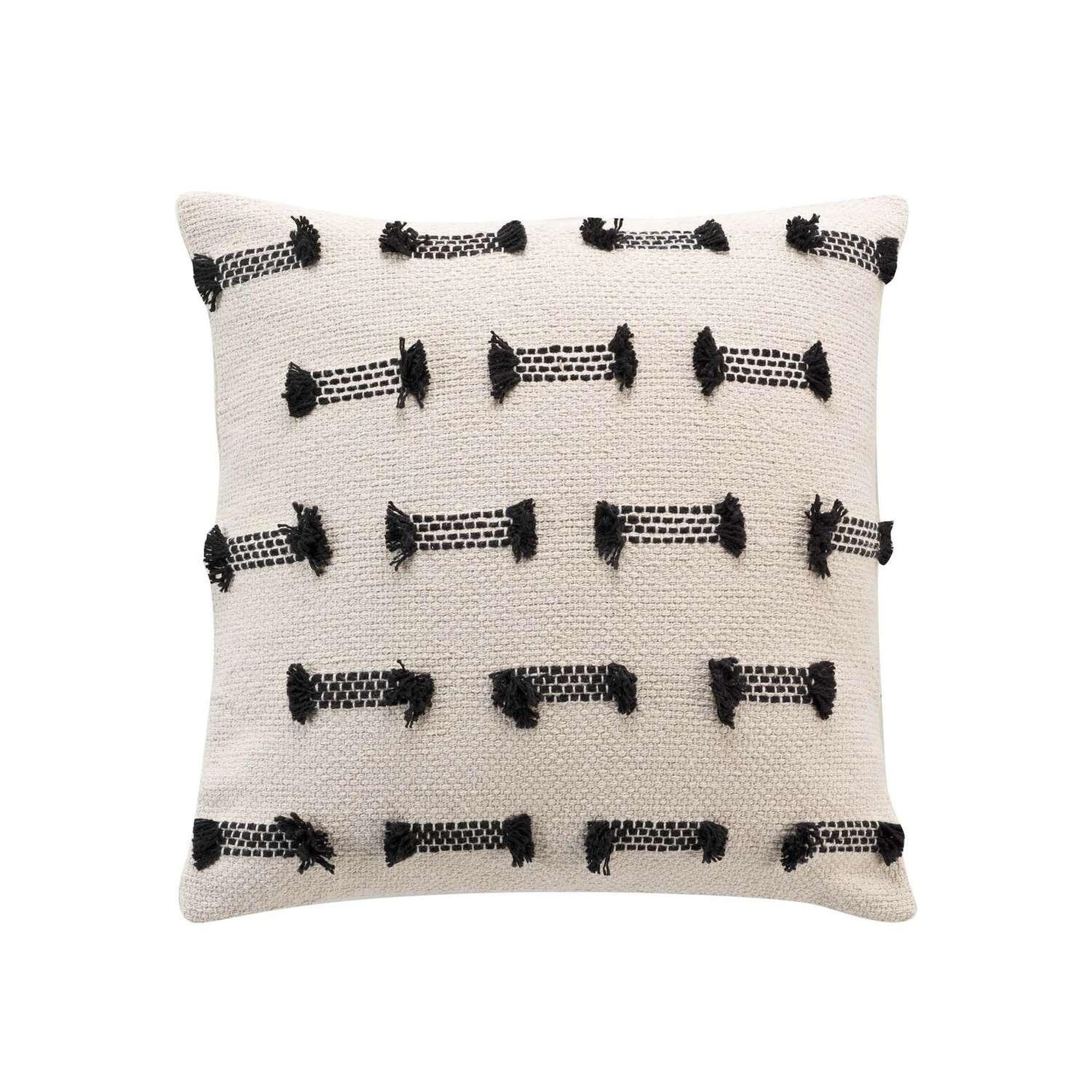 Douceur d'Intérieur Coussin déhoussable briny - coton tissé uni et fils coupés - 40 x 40 cm - ecru