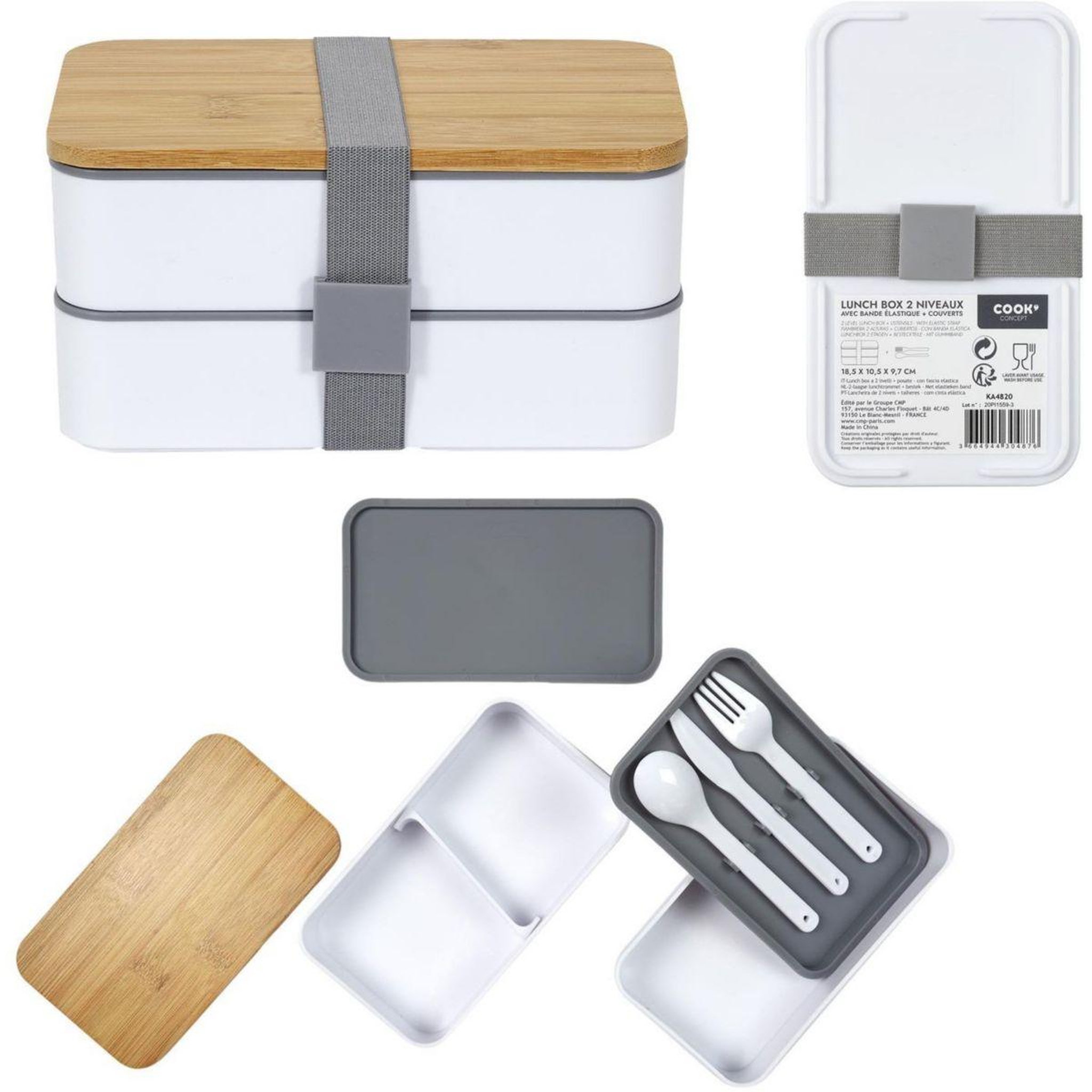 COOK CONCEPT Lunch box 2 niveaux avec bande élastique m12