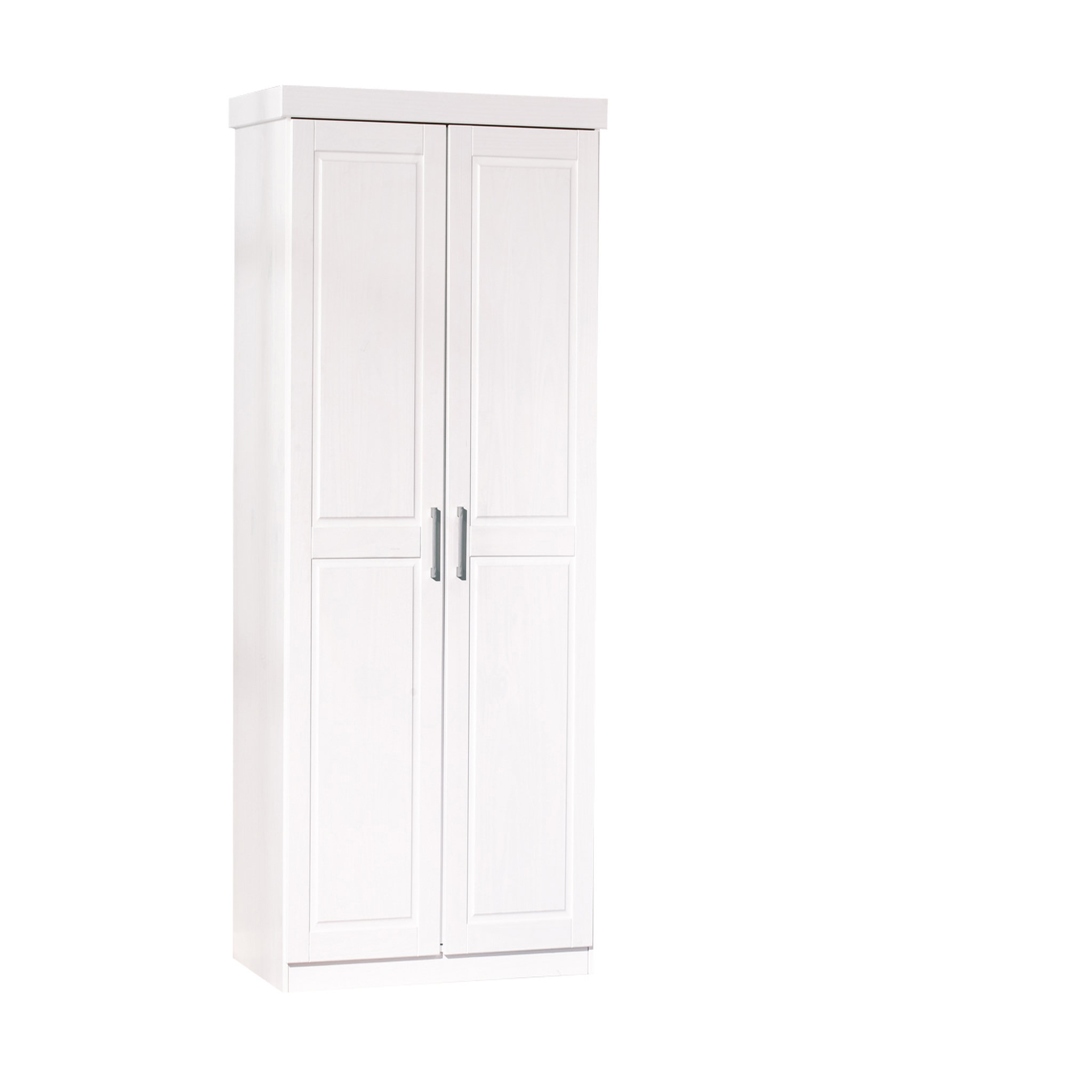 Voir la diapositive 1 : Armoire de chambre 2 portes avec penderie en pin massif blanc ULLI