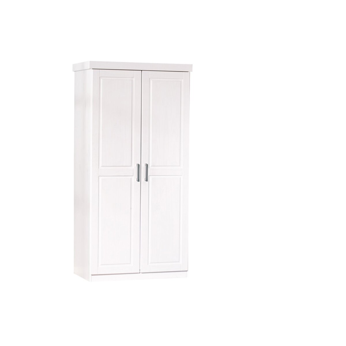 Armoire de chambre 2 portes avec penderie en pin massif blanc ULLI