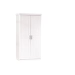 Armoire de chambre 2 portes avec penderie en pin massif blanc ULLI