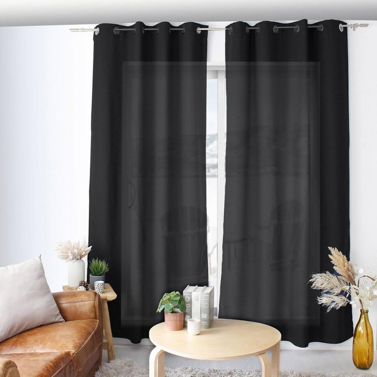 DECOSTARS Rideau à œillets 140x240 Zoé noir