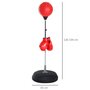 HOMCOM Punching ball sur pied réglable en hauteur 126-144 cm avec gants, pompe et base de lestage rouge