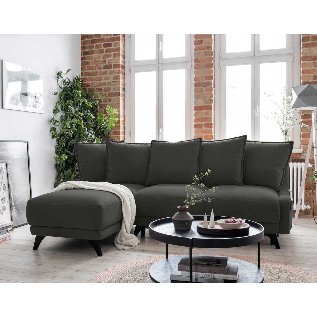 BEST MOBILIER Royal - canapé d'angle gauche - 4 places - convertible avec coffre - en velours