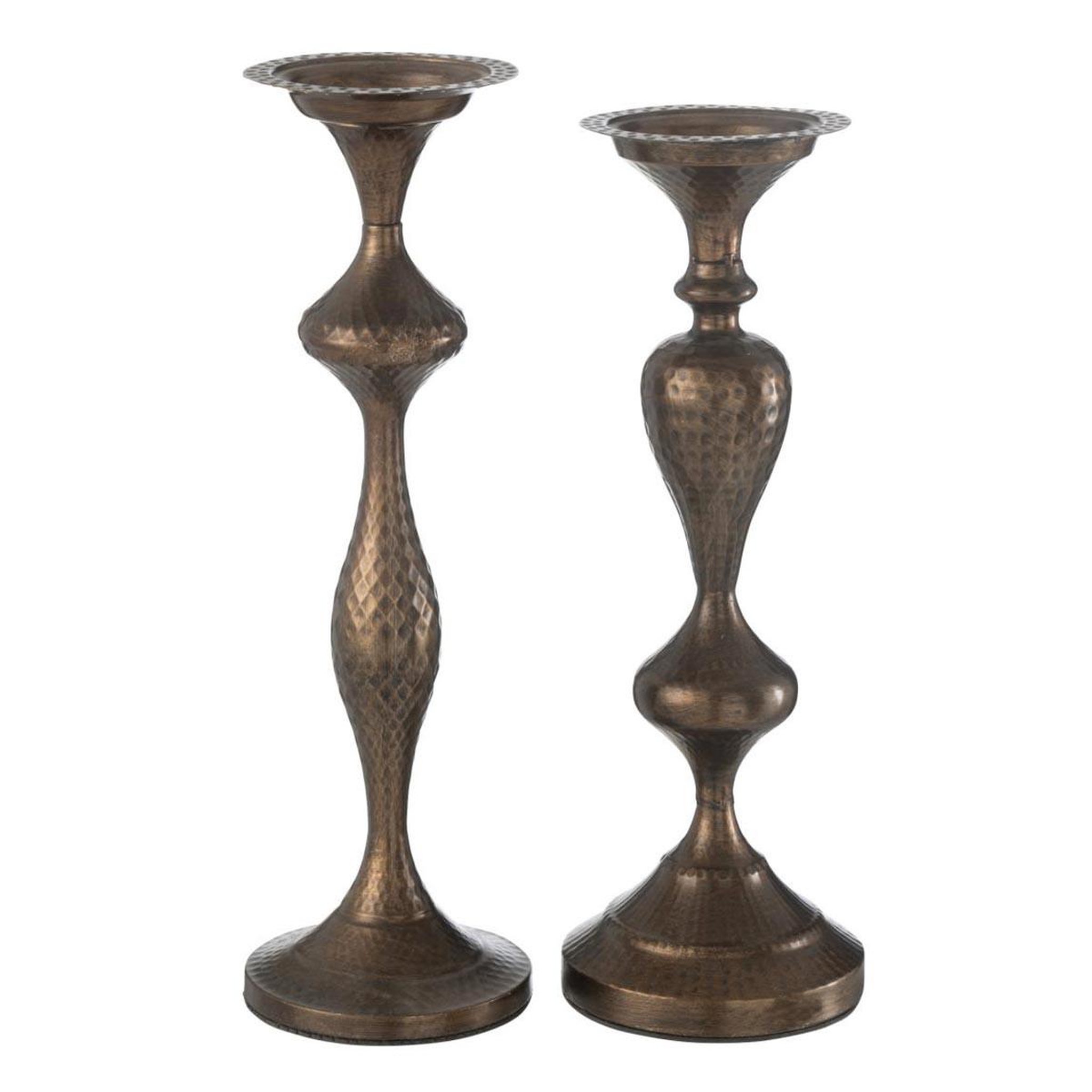 J-LINE Lot de 2 bougeoirs en métal  malcolm  47cm marron