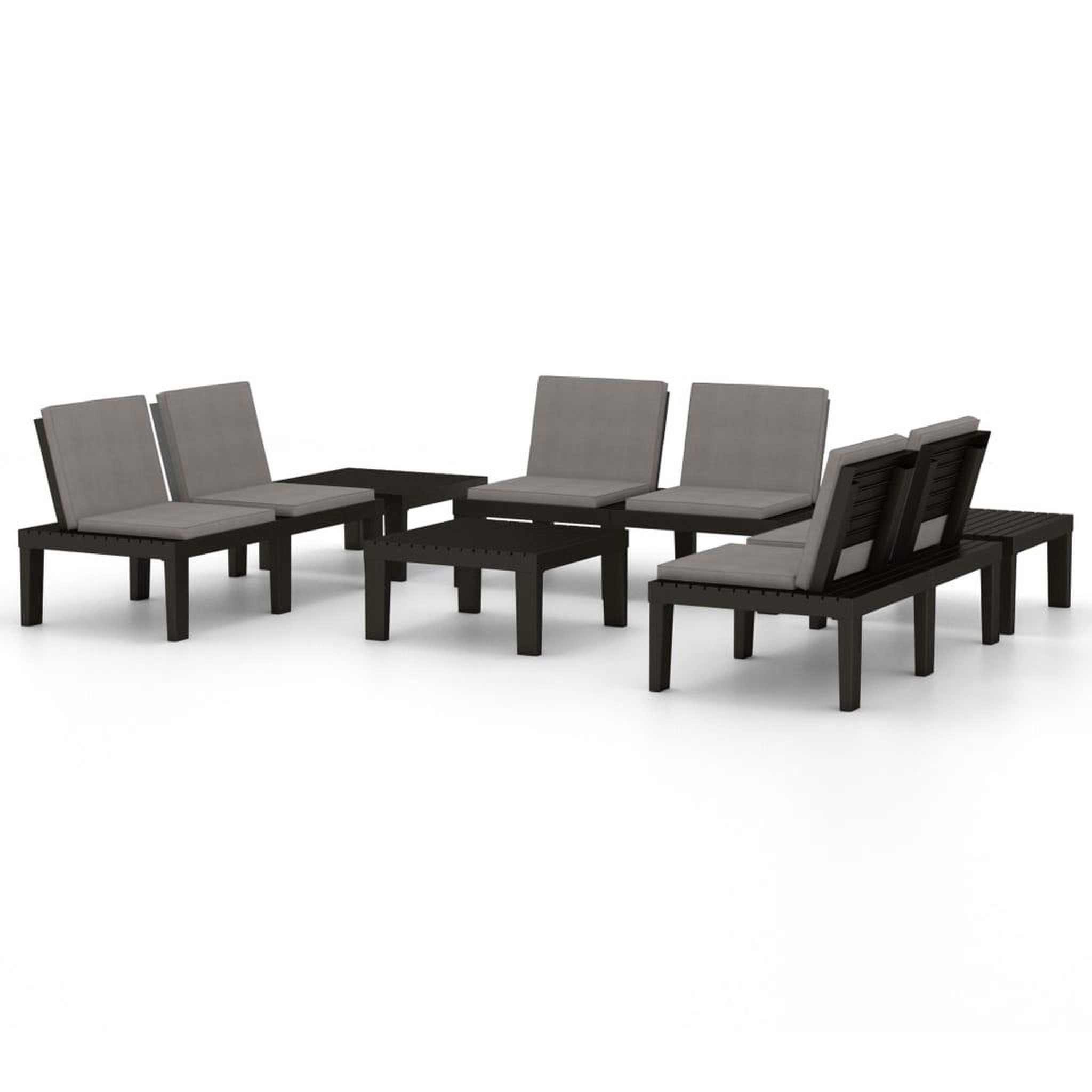 Voir la diapositive 2 : VIDAXL Salon de jardin 6 pcs avec coussins Plastique Gris