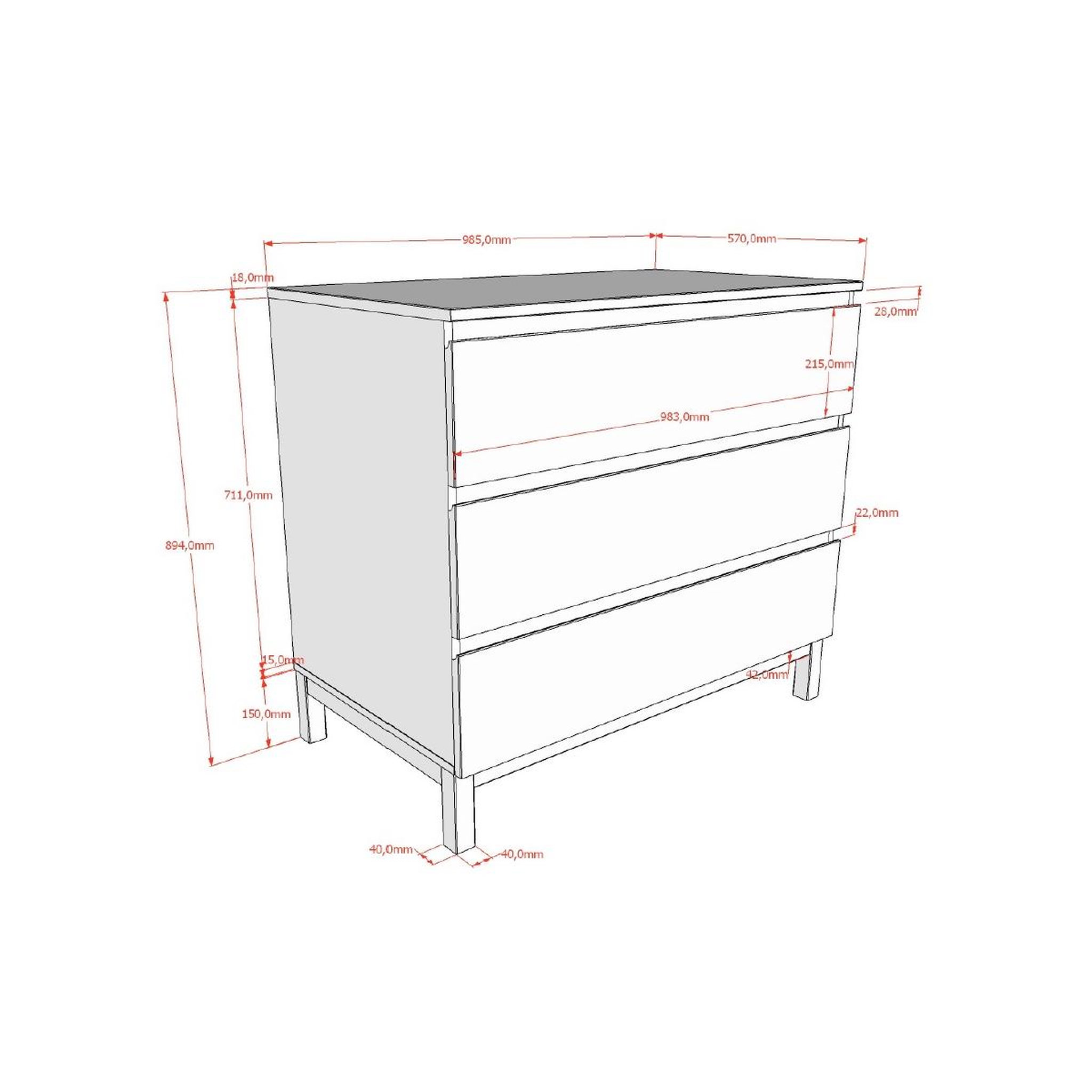 Voir la diapositive 3 : Vipack Commode eva 3 tiroirs blanc