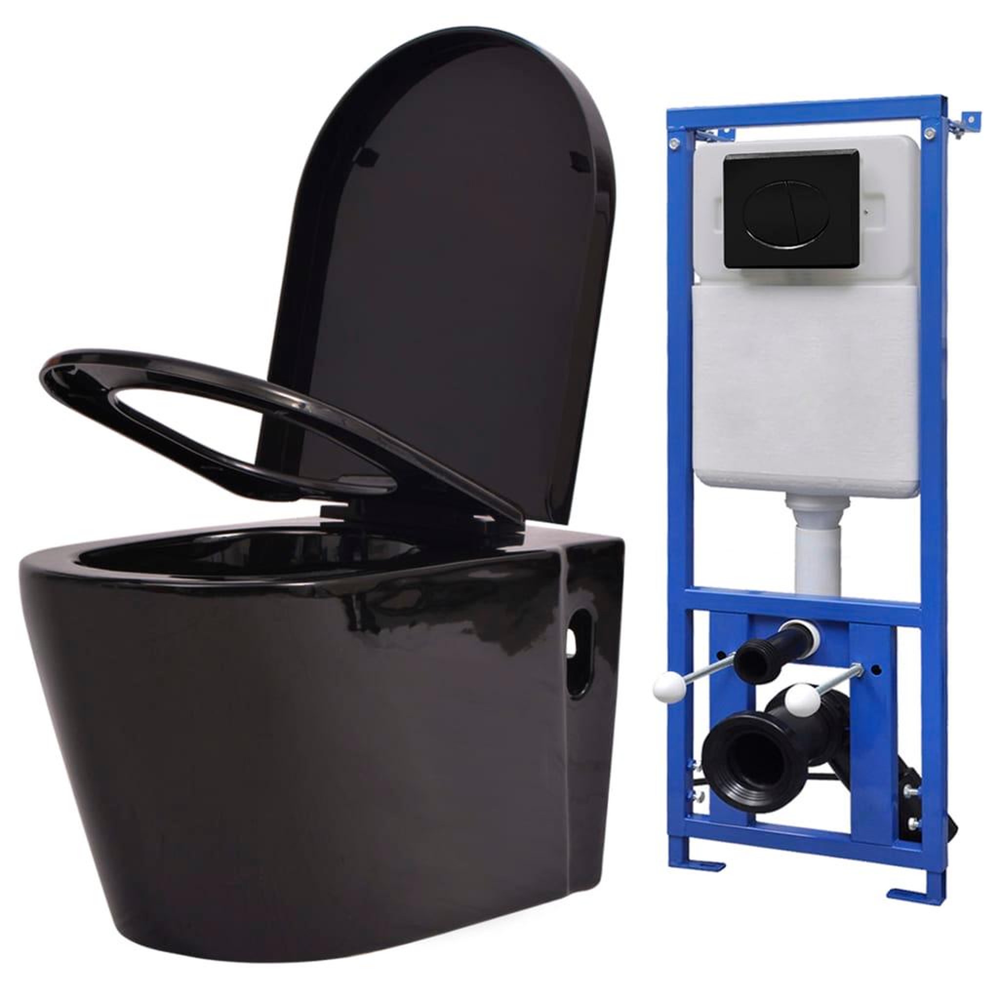 VIDAXL Toilette suspendue au mur avec reservoir cache ceramique noir