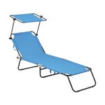 Habitat et Jardin Bain de soleil pliable  Lazy  - Avec pare soleil - Bleu