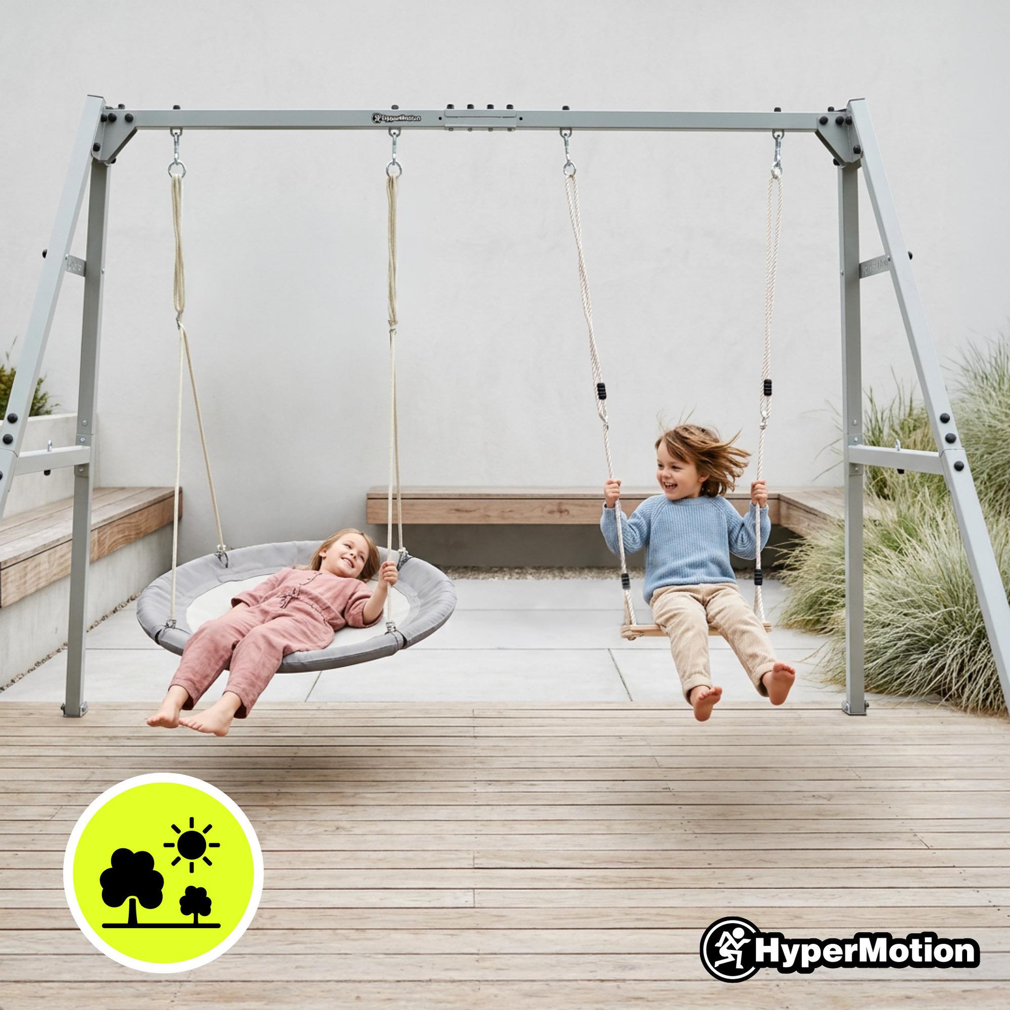 Voir la diapositive 3 : HYPERMOTION Balançoire HyperMotion 4 en 1 avec hamac, balançoire et nid-de-pie