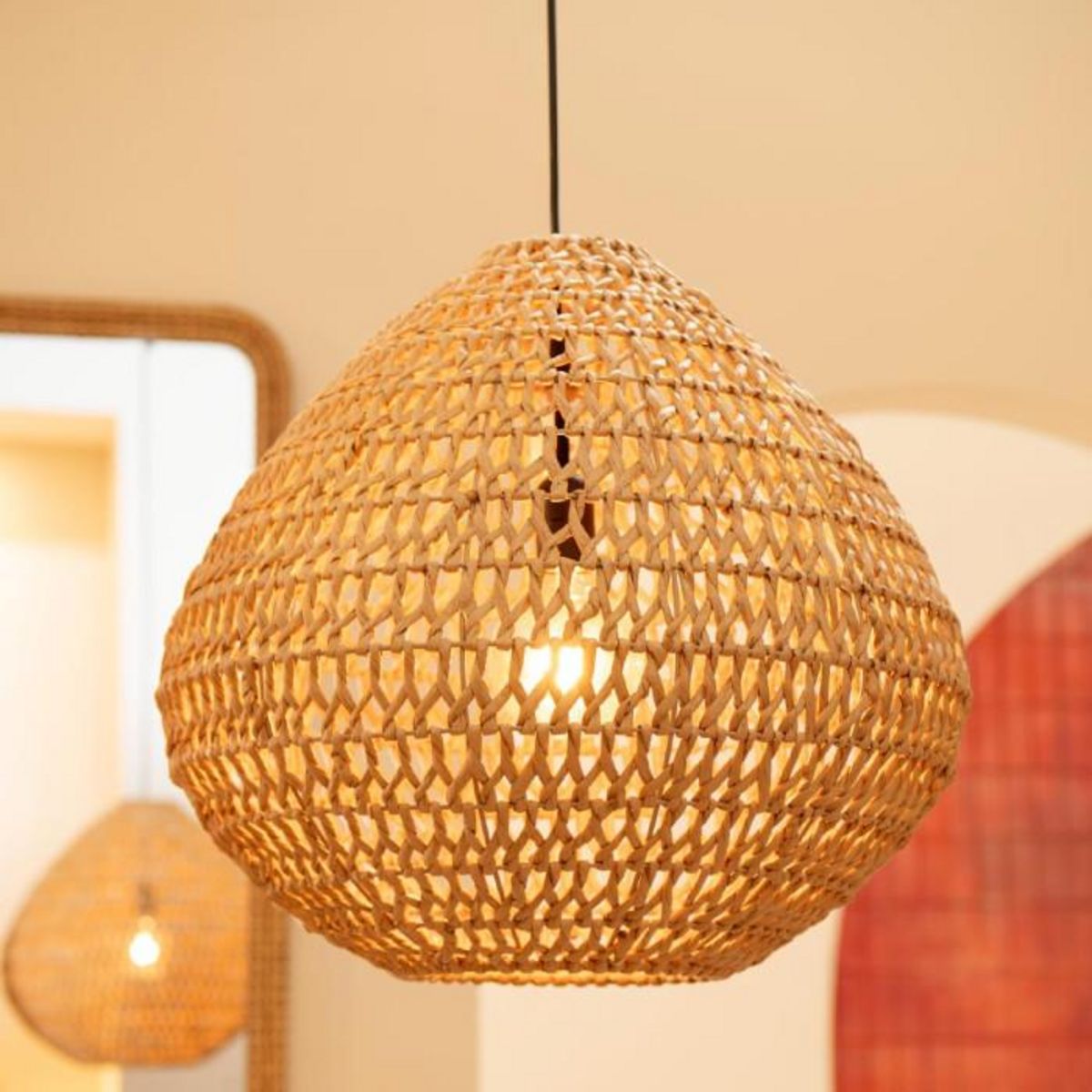 Paris Prix Lampe Suspension Torsade  Sharron  50cm Naturel