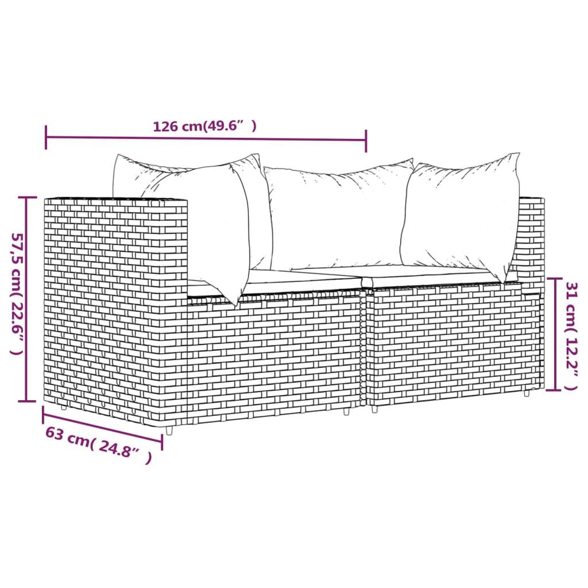 Voir la diapositive 6 : VIDAXL Canapes d'angle de jardin et coussins 2pcs Noir Resine tressee