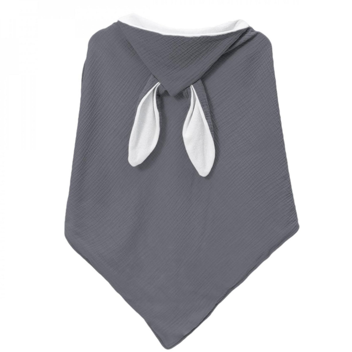 Monsieur Bébé Cape, sortie de bain pour bébé intérieur 100 % coton - 100 x 100 cm - Lapin - Gris