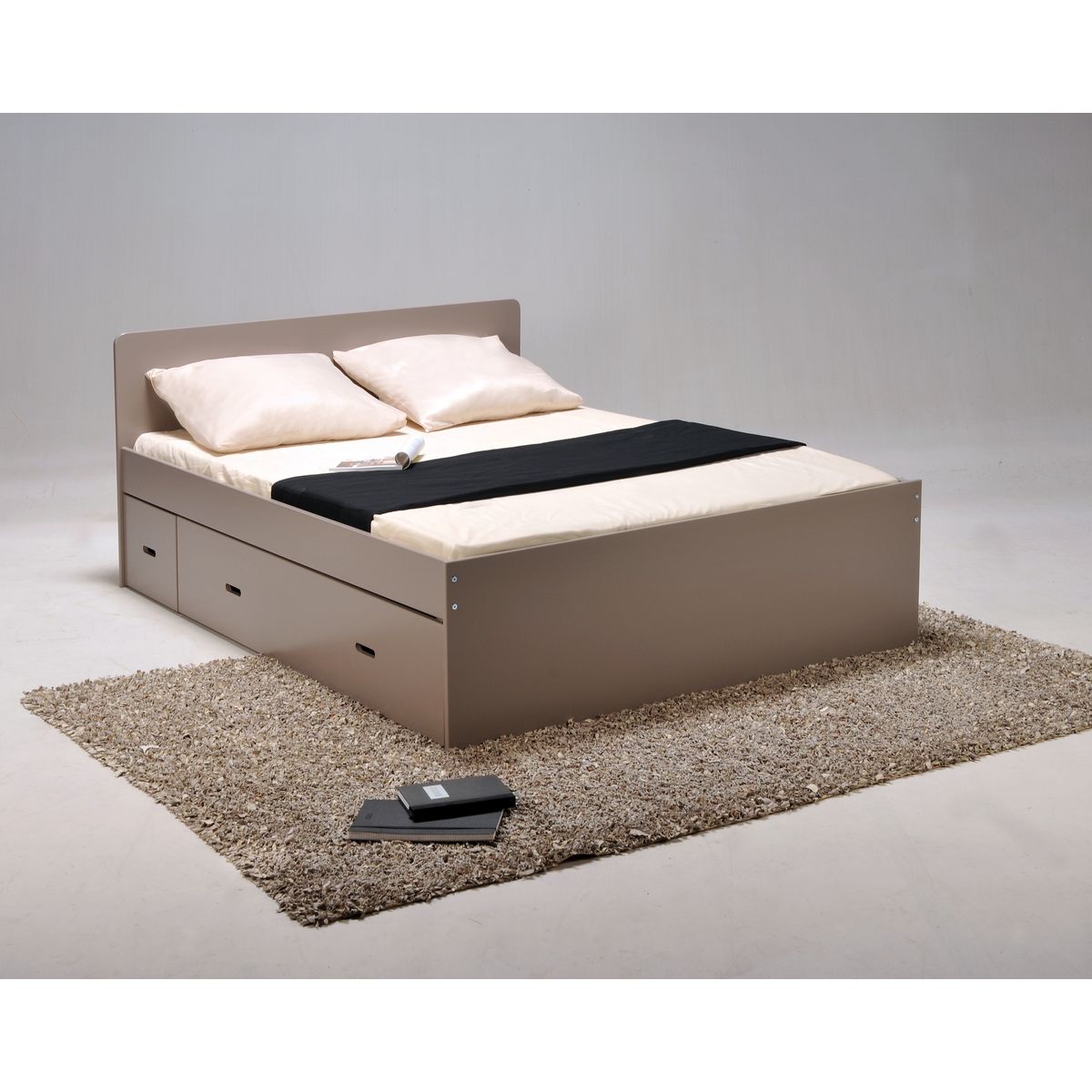 Lit XENA 140 x 190 cm avec chevets et tiroirs