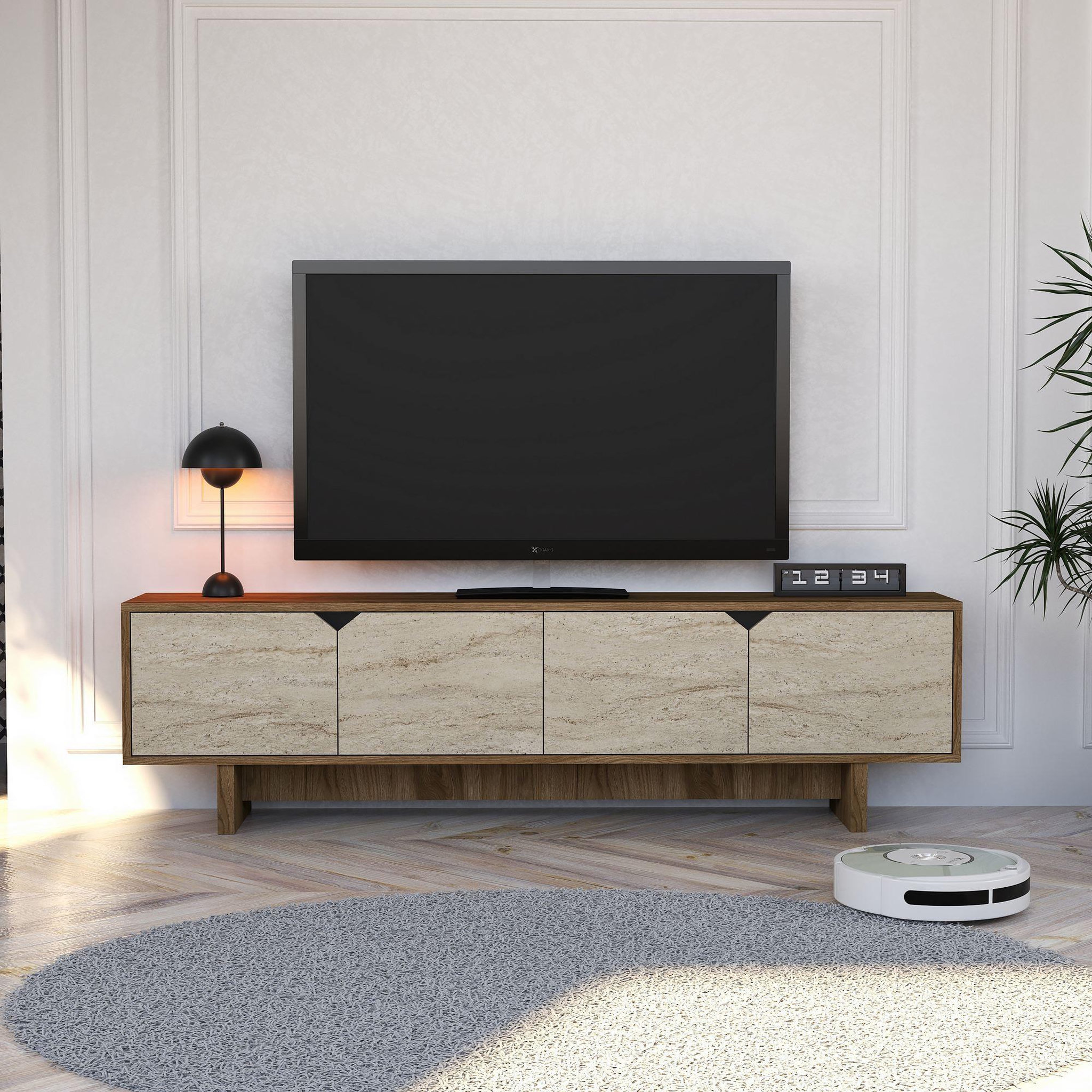 Voir la diapositive 3 : Habitat et Jardin Meuble tv en bois  istemi  180 x 30 x 50 cm - noyer
