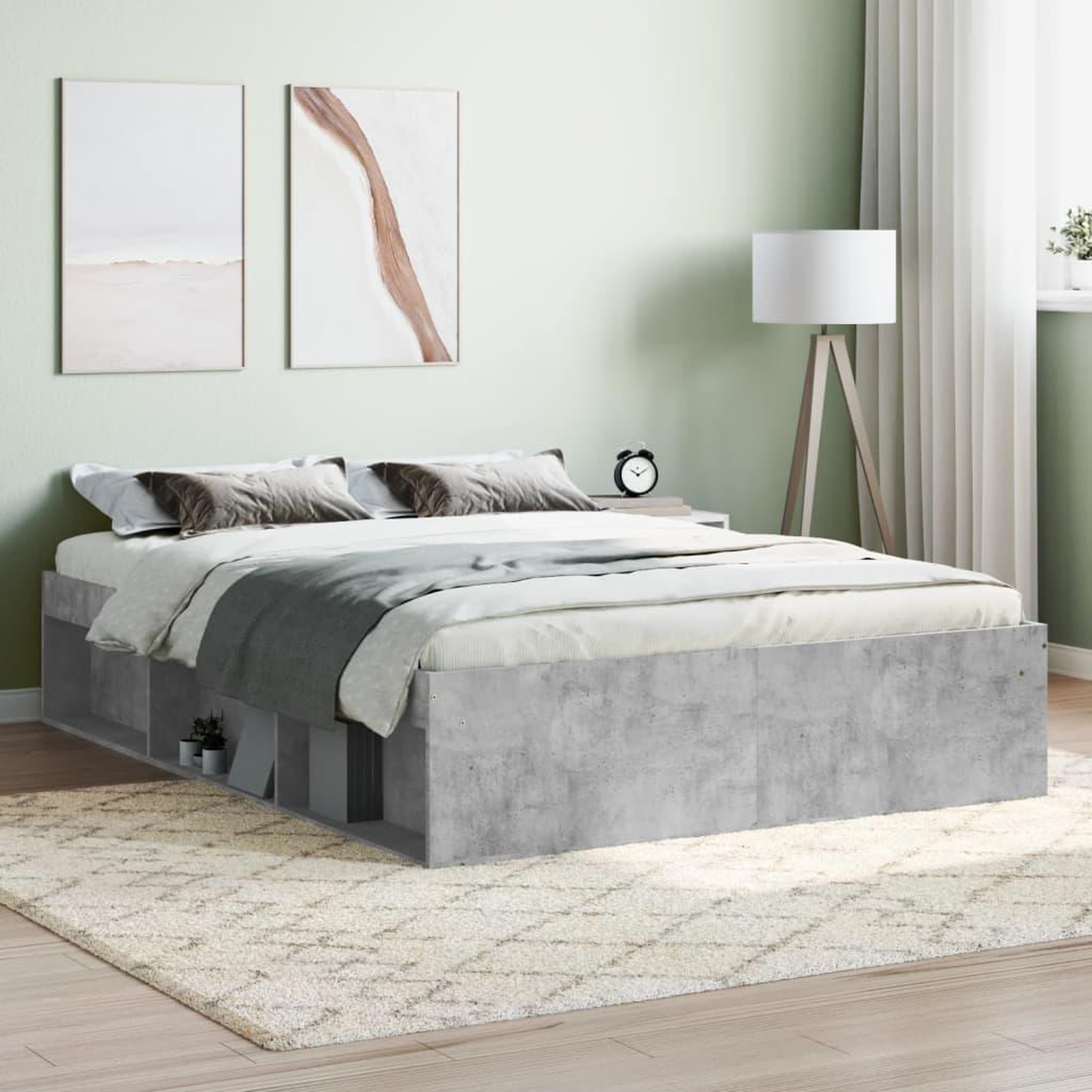 VIDAXL Cadre de lit sans matelas gris beton 135x190 cm