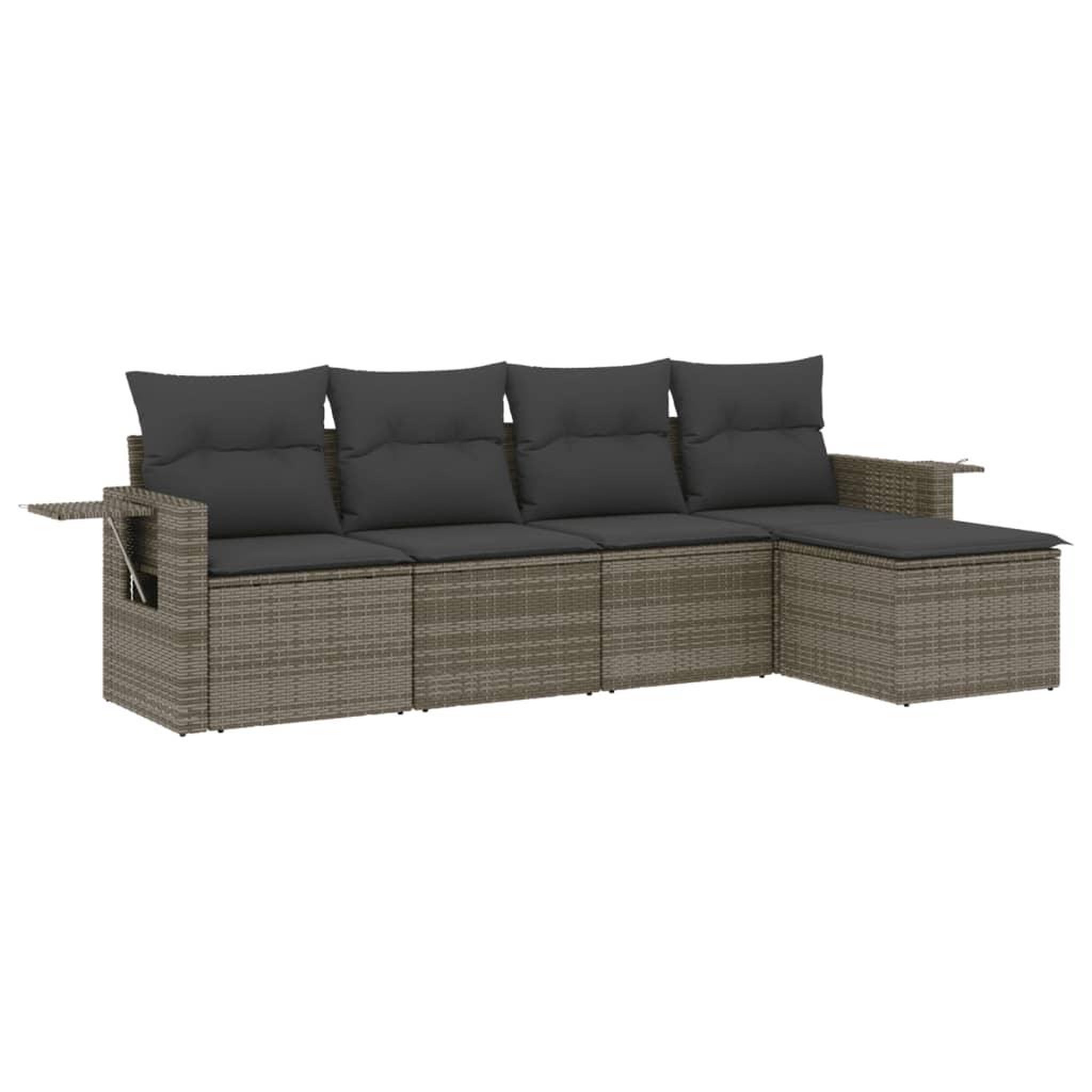 Voir la diapositive 2 : VIDAXL Salon de jardin 5 pcs avec coussins gris resine tressee