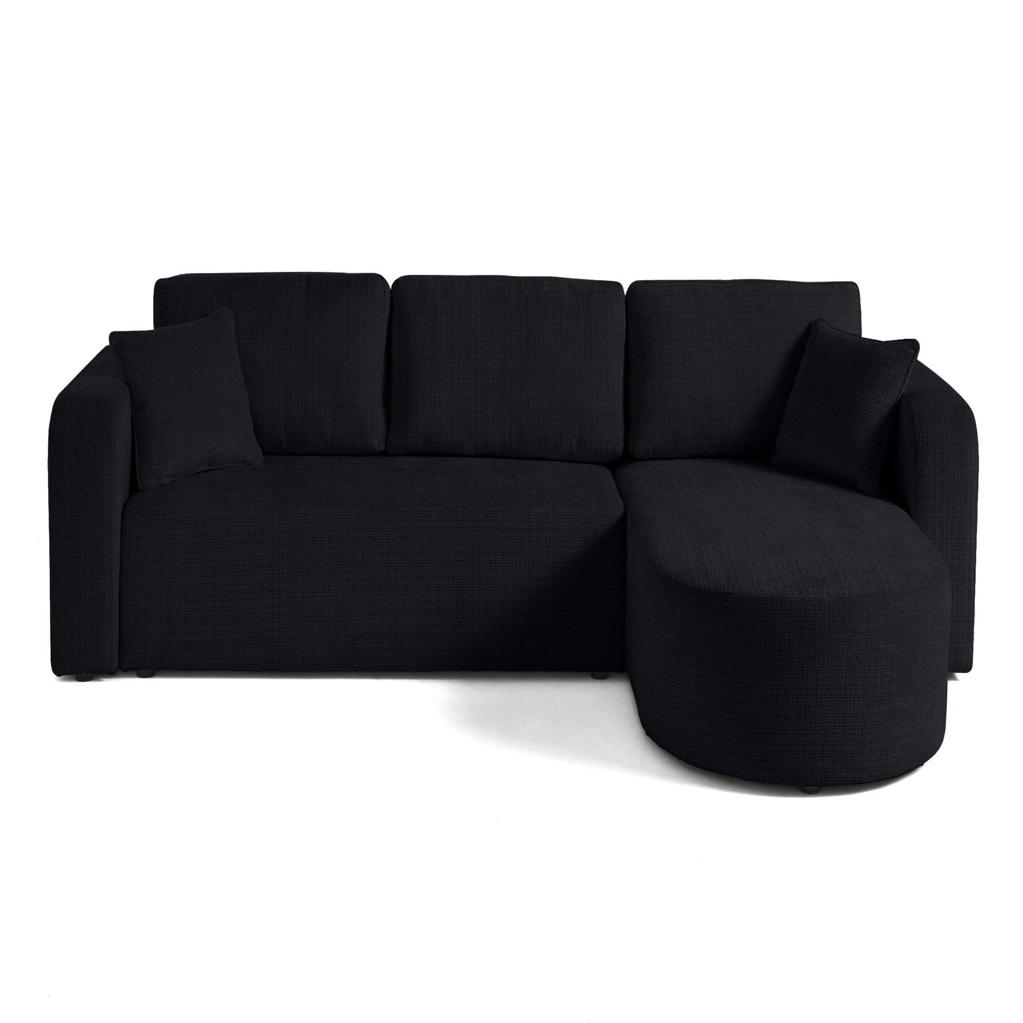 Voir la diapositive 1 : BEST MOBILIER Miro - canapé d'angle réversible - 4 places - convertible avec coffre - en velours texturé