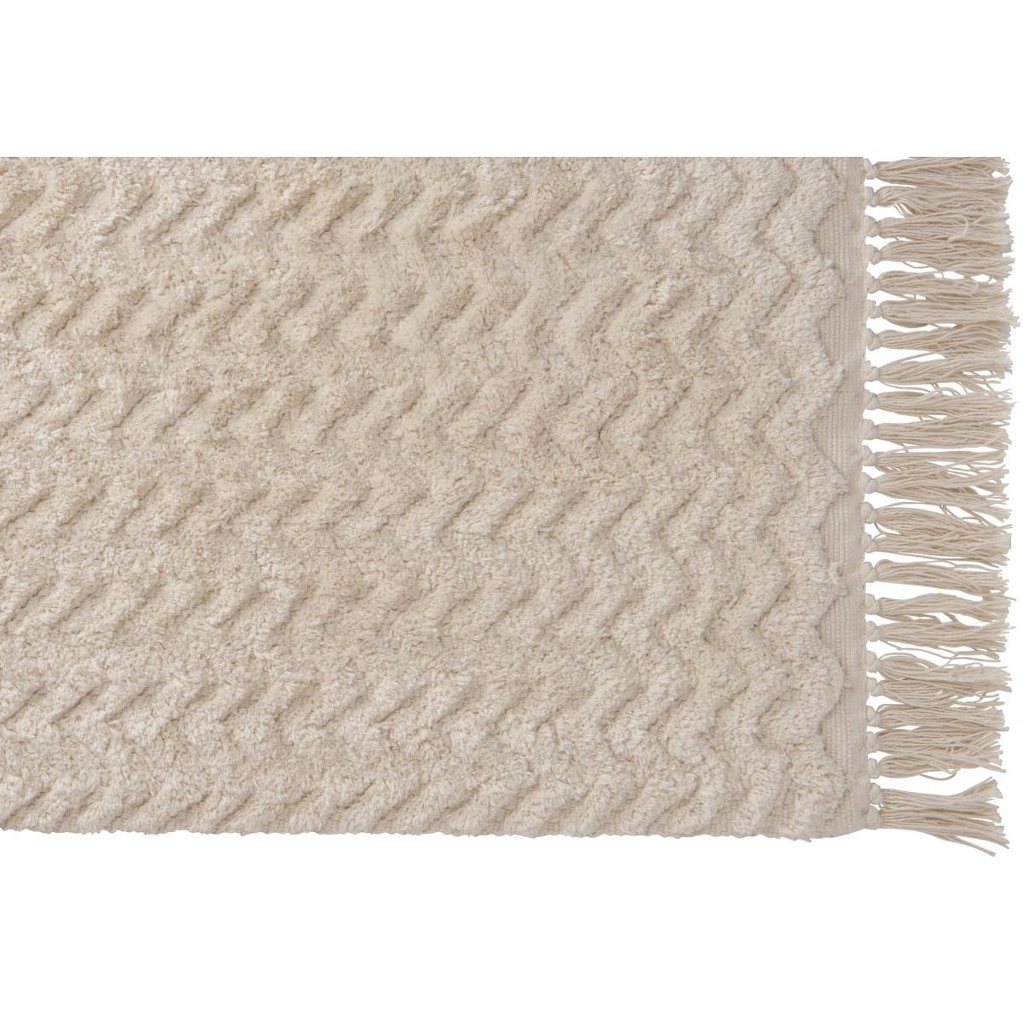Voir la diapositive 4 : GUY LEVASSEUR Tapis de bain déco à franges en coton 50x80cm
