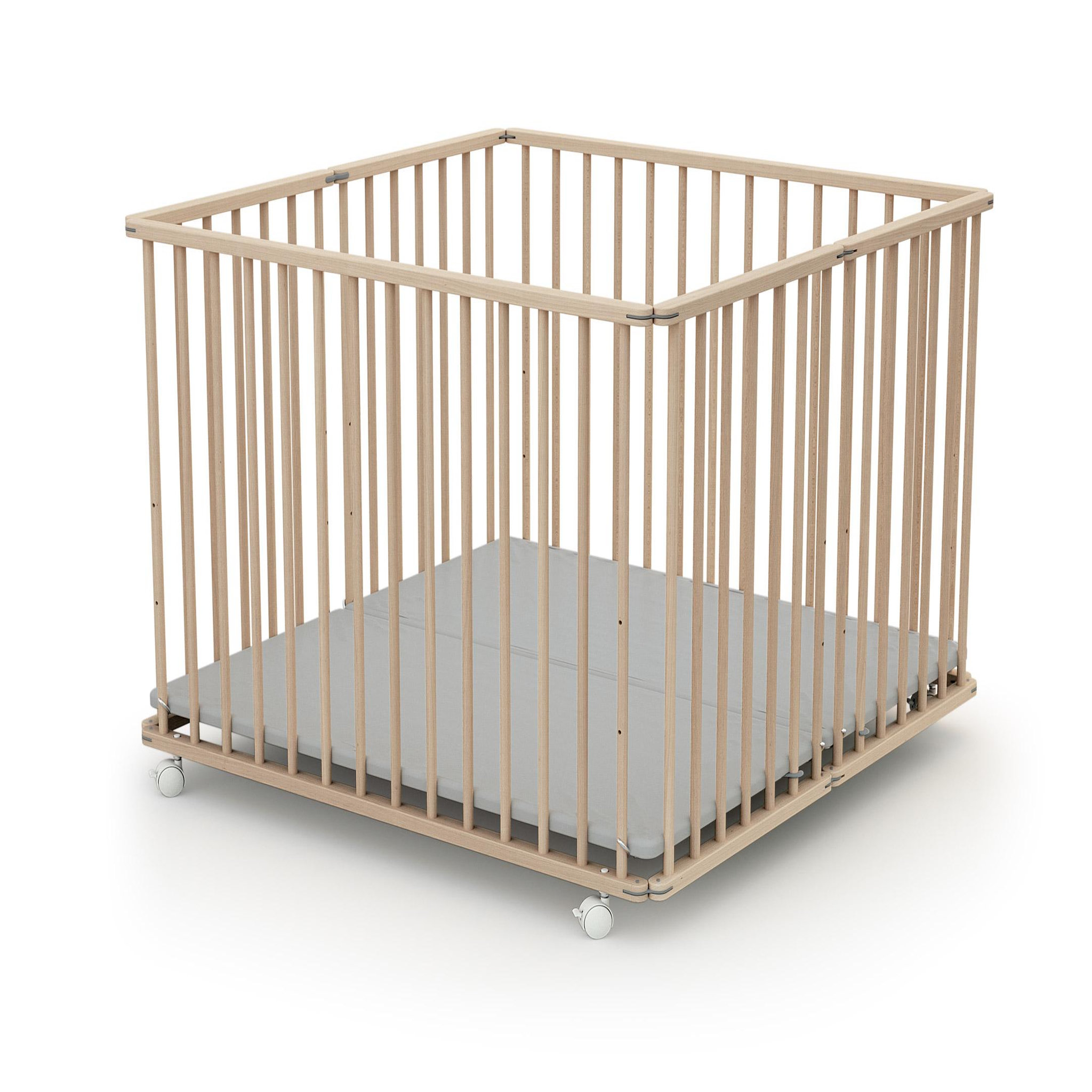 Voir la diapositive 1 : WEBABY Parc bébé pliant en bois 100 x 100 cm