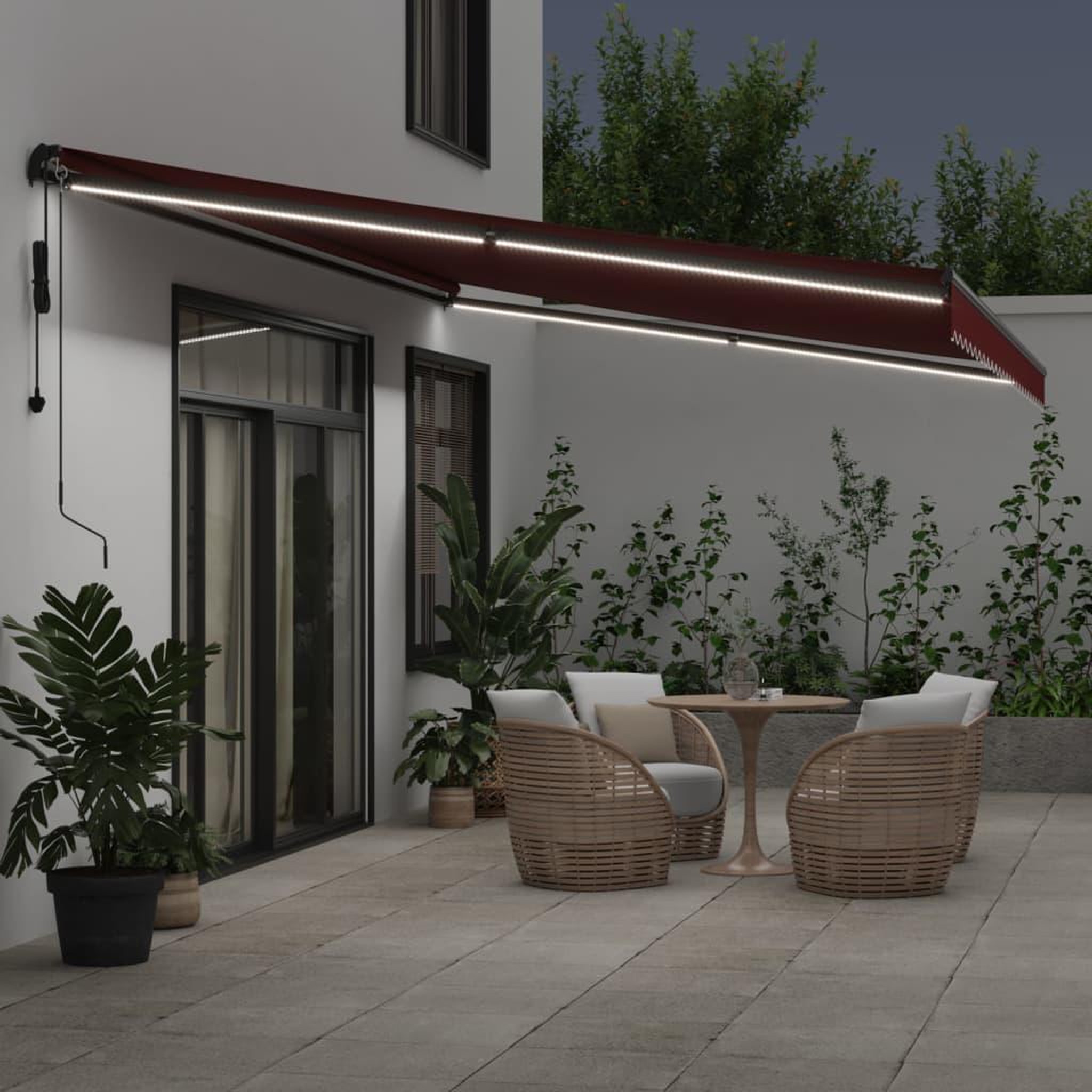 Voir la diapositive 3 : VIDAXL Auvent retractable automatique avec LED bordeaux 500x300 cm
