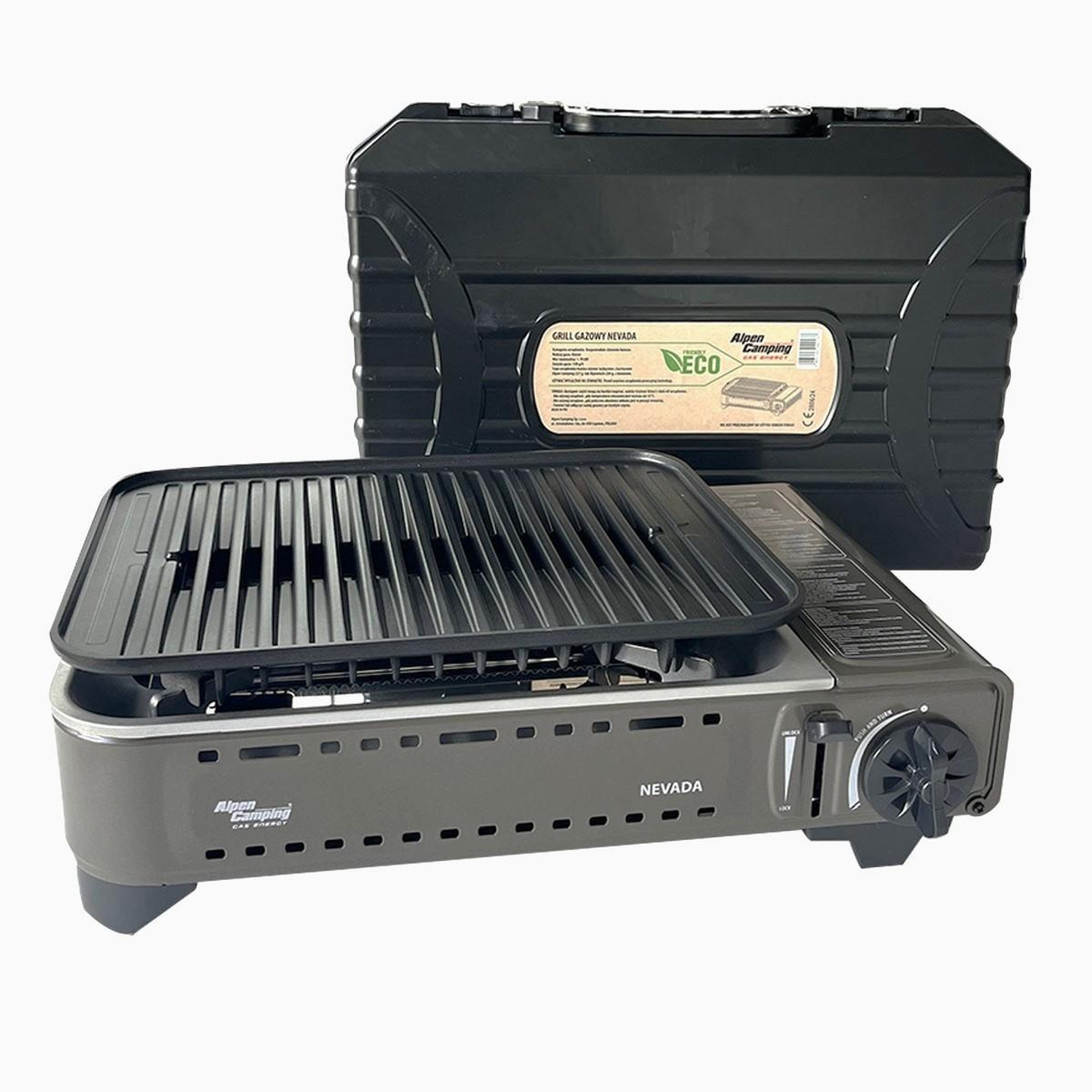Voir la diapositive 2 : ALPENTECH Barbecue à gaz portable réchaud grill 1780w butane allumage piezo + mallette camping alpen