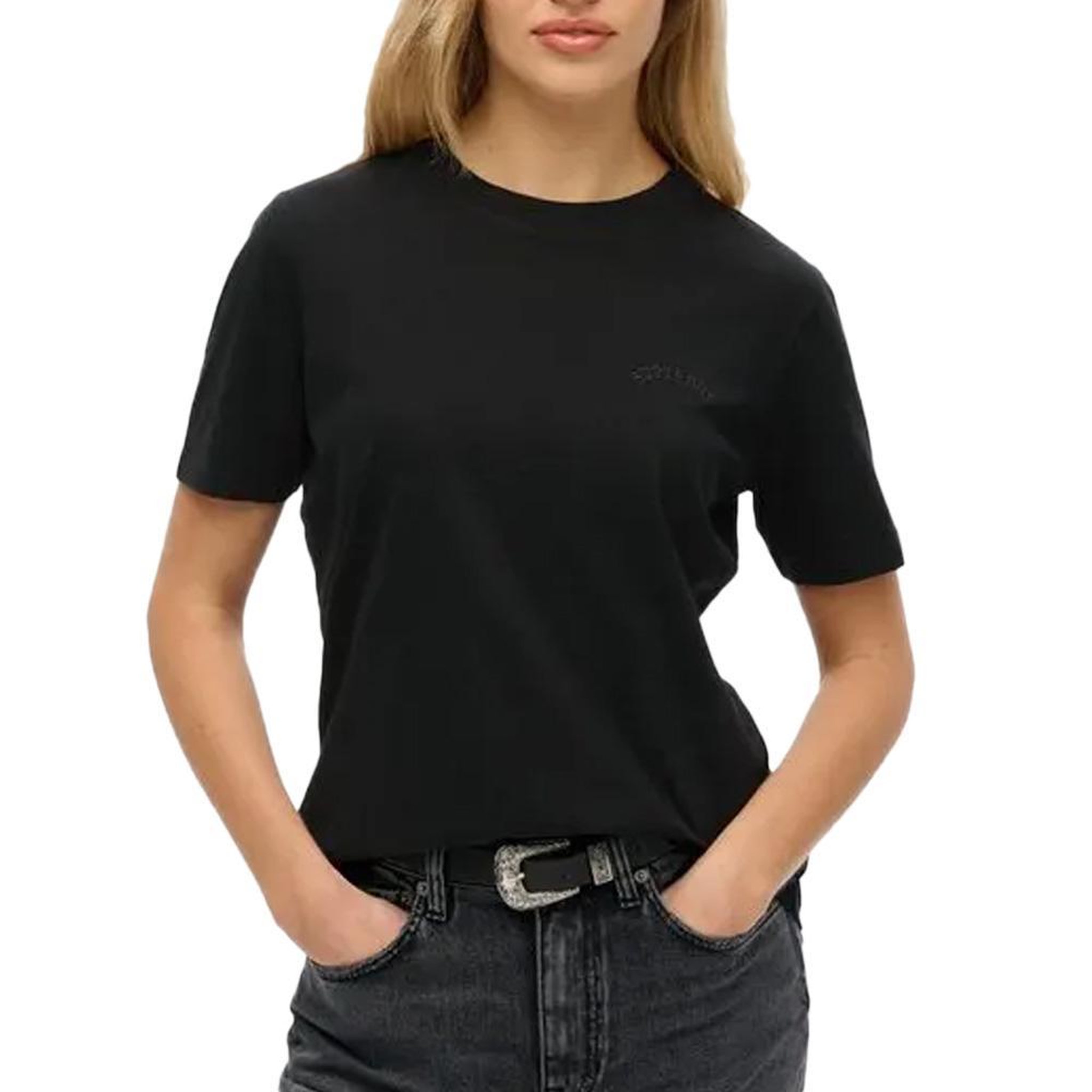 SUPERDRY T-Shirt Noir Femme Superdry W1011644A. Coloris disponibles : Noir