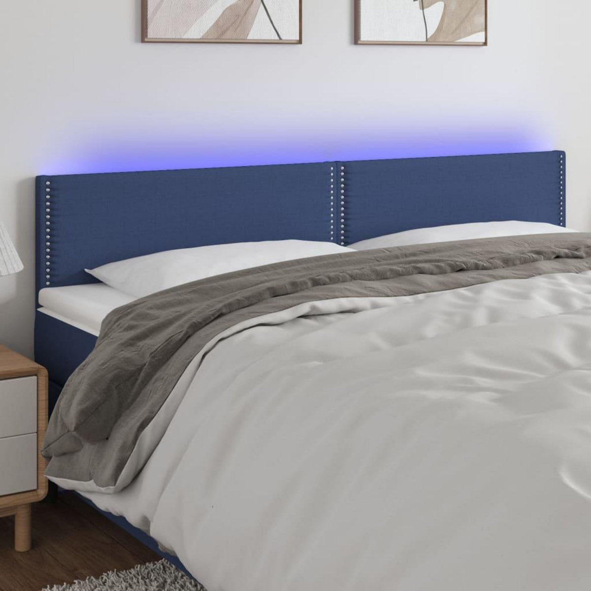 VIDAXL Tete de lit a LED Bleu 200x5x78/88 cm Tissu