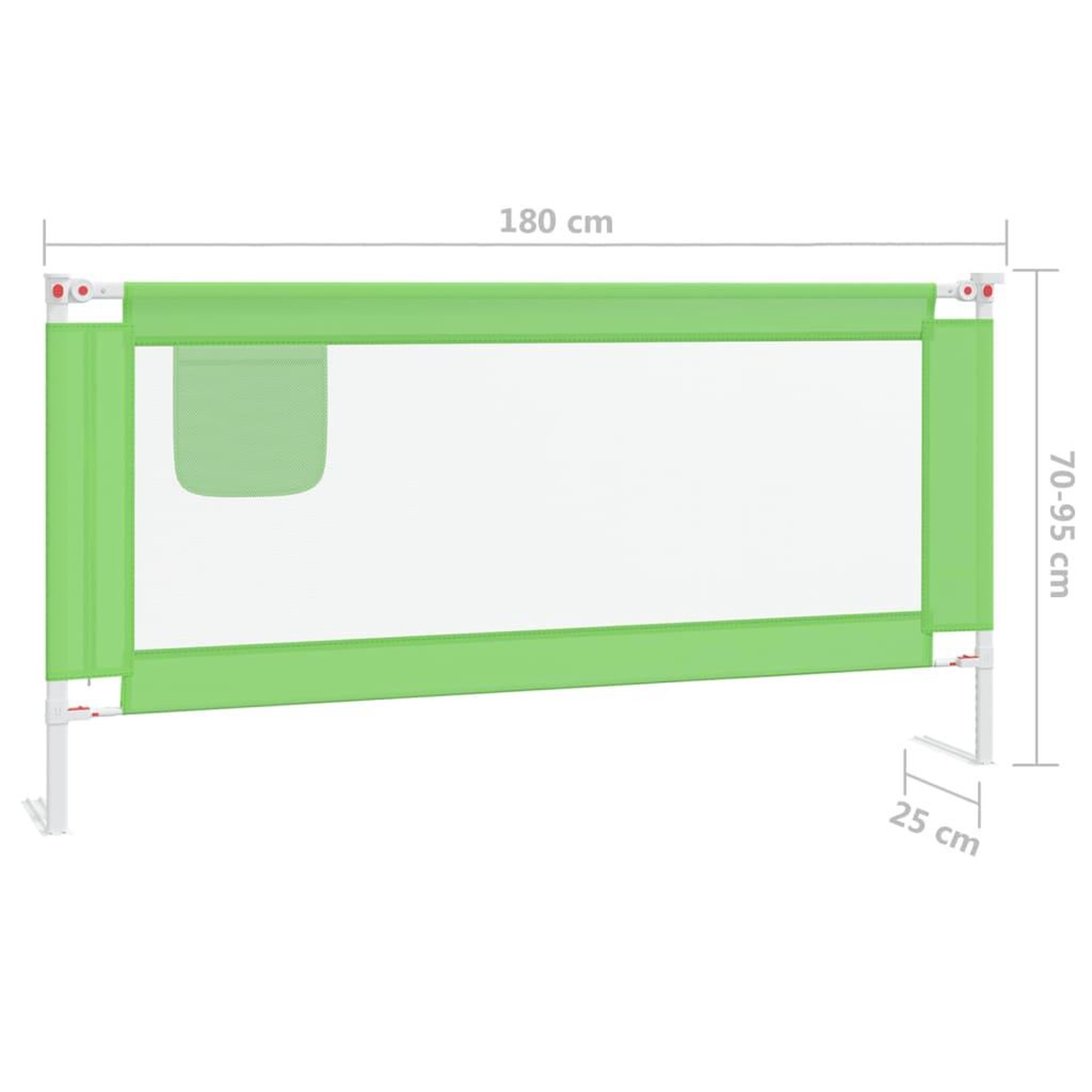 Voir la diapositive 6 : VIDAXL Barriere de securite de lit d'enfant Vert 180x25 cm Tissu