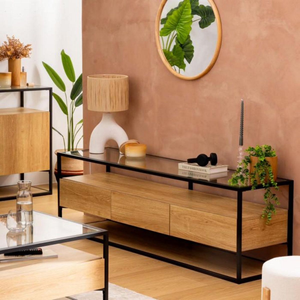 ATMOSPHERA Meuble TV 3 Tiroirs  Aldéa  160cm Naturel