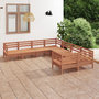 Voir la diapositive 1 : VIDAXL Salon de jardin 8 pcs Bois de pin massif Marron miel