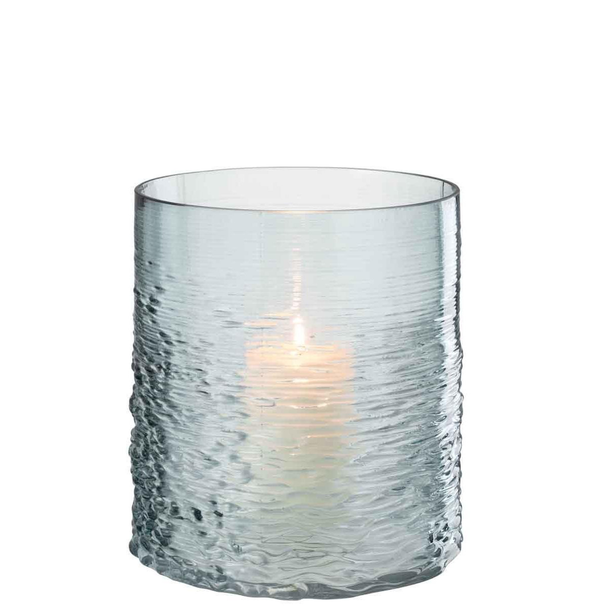 Voir la diapositive 2 : J-LINE Photophore en verre design  sladia  22cm bleu