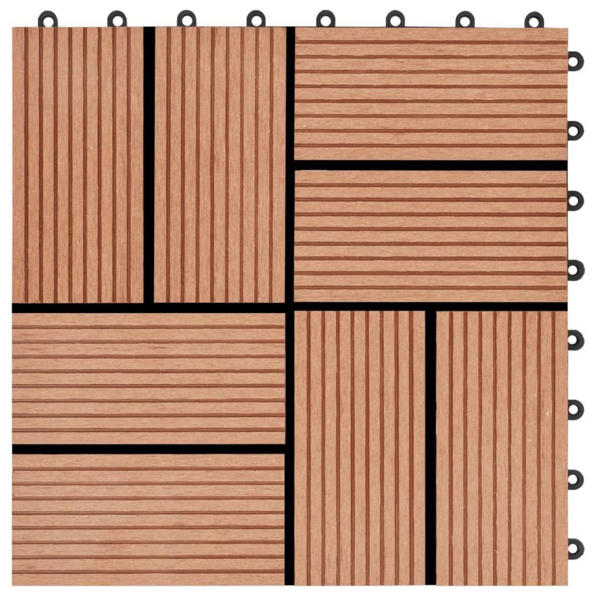 VIDAXL Carreau de terrasse 11 pcs WPC 30 x 30 cm 1 m^2 Couleur Teck