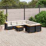 VIDAXL Salon de jardin 9 pcs avec coussins noir resine tressee