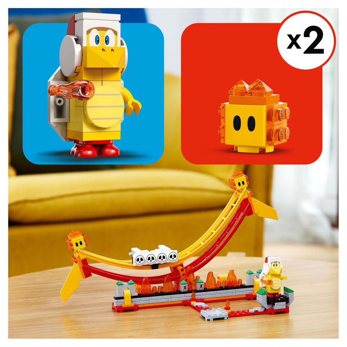 LEGO Super Mario 10586 Ensemble d'extension Le manège de la vague de lave, avec Figurines Frère Pyro et Bulle de Lave, Jouet à Combiner avec Pack de Démarrage