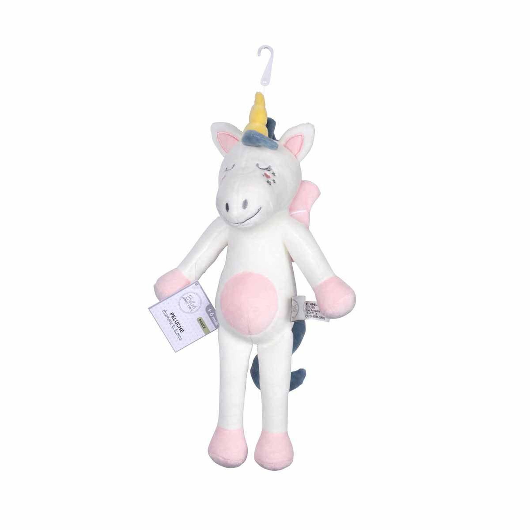 Voir la diapositive 2 : BEBE DOUCEUR Peluche pour bébé  anémone la licorne  39cm rose