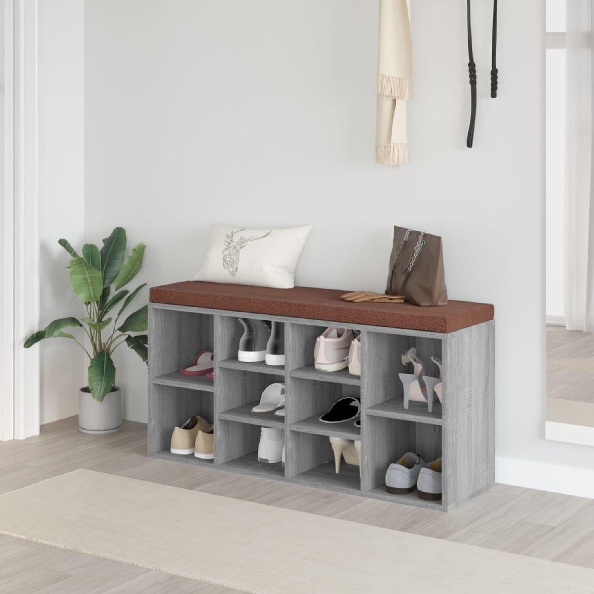 Voir la diapositive 1 : VIDAXL Banc a chaussures Sonoma gris 103x30x48 cm Bois d'ingenierie