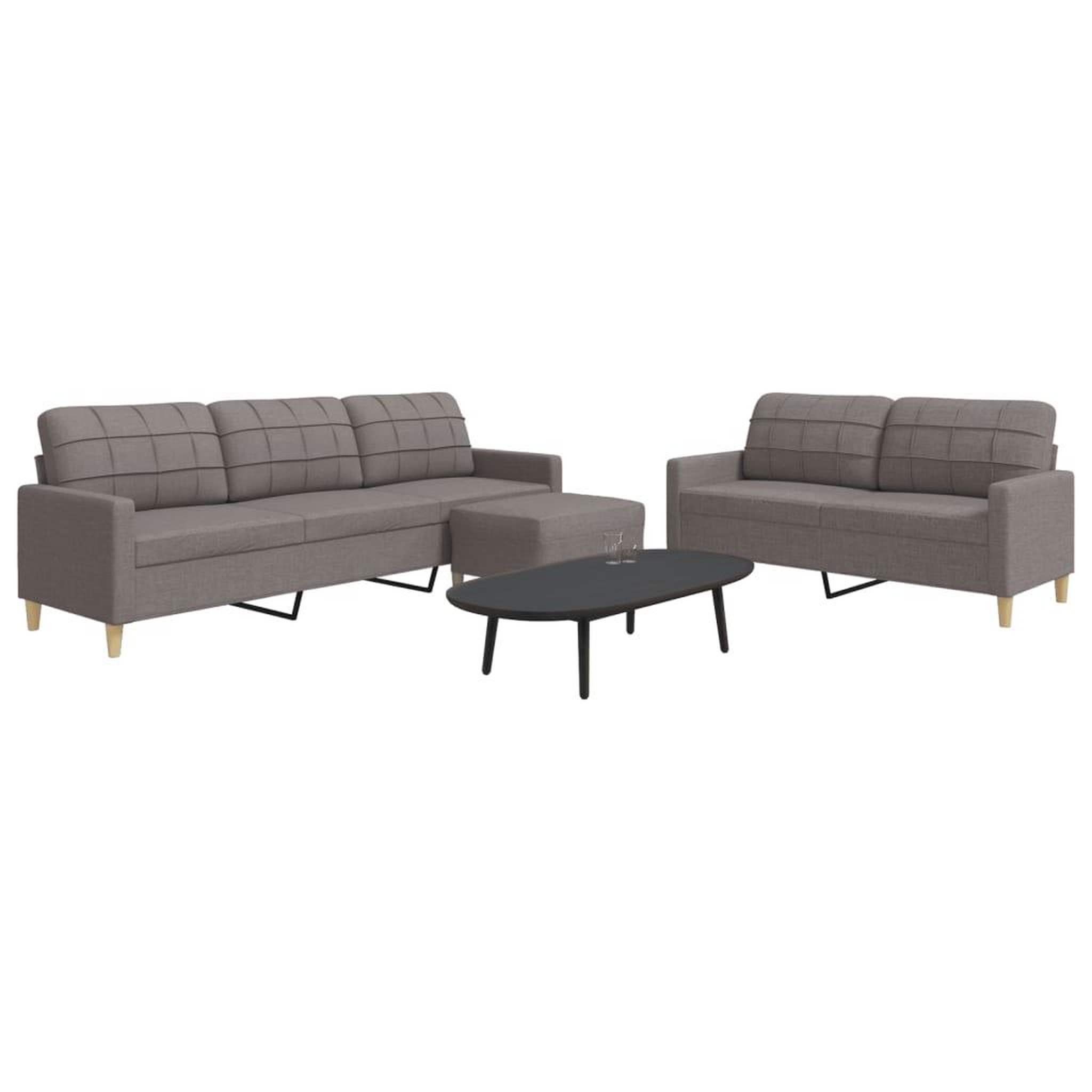 VIDAXL Ensemble de canapes 3 pcs avec repose-pied taupe tissu