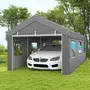 OUTSUNNY Tente garage carport dim. 6L x 2,95l x 2,78H m acier galvanisé PE haute densité 2 portes 6 fenêtres gris