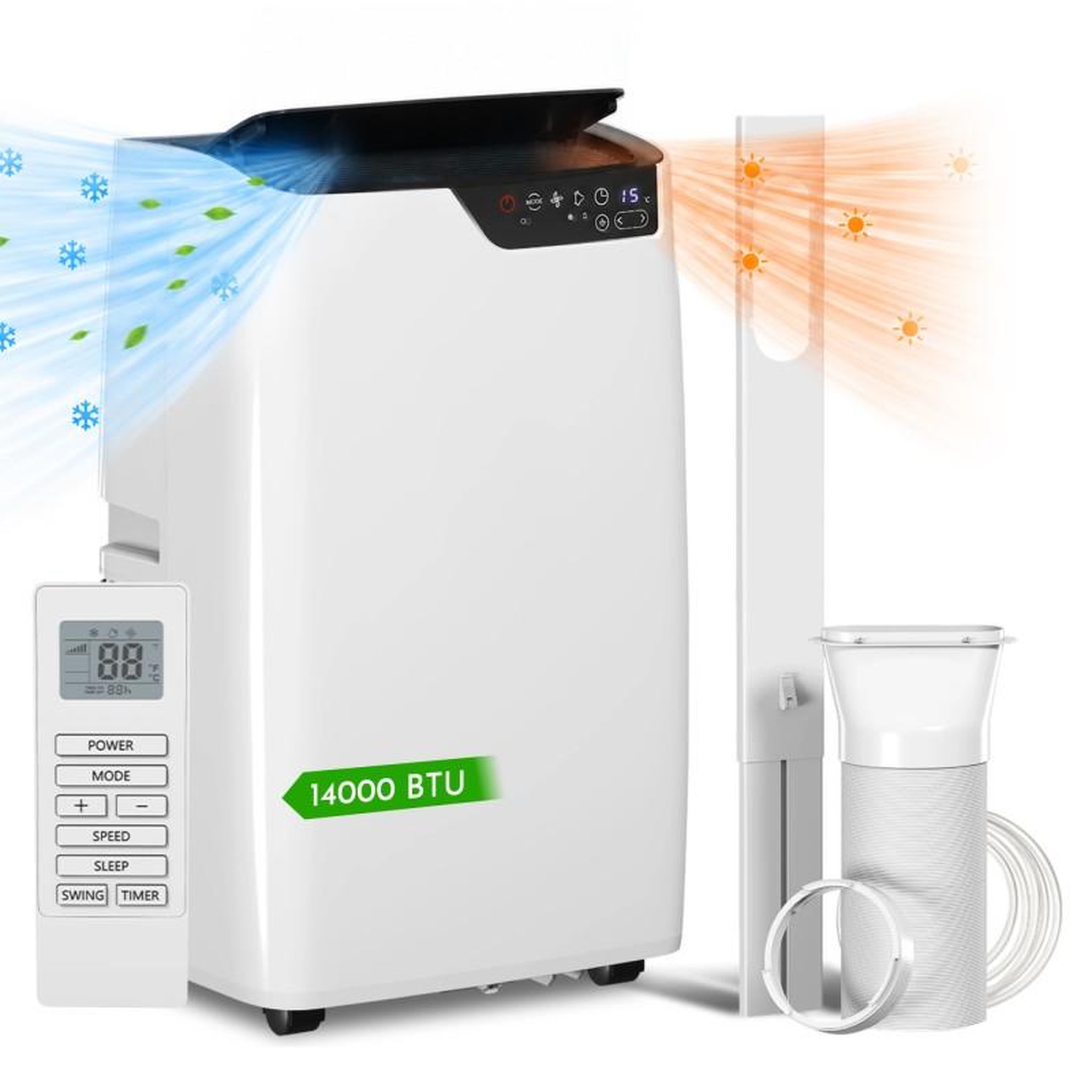 Climatiseur mobile réversible - 14000 btu / 3500 frigories –1500w
